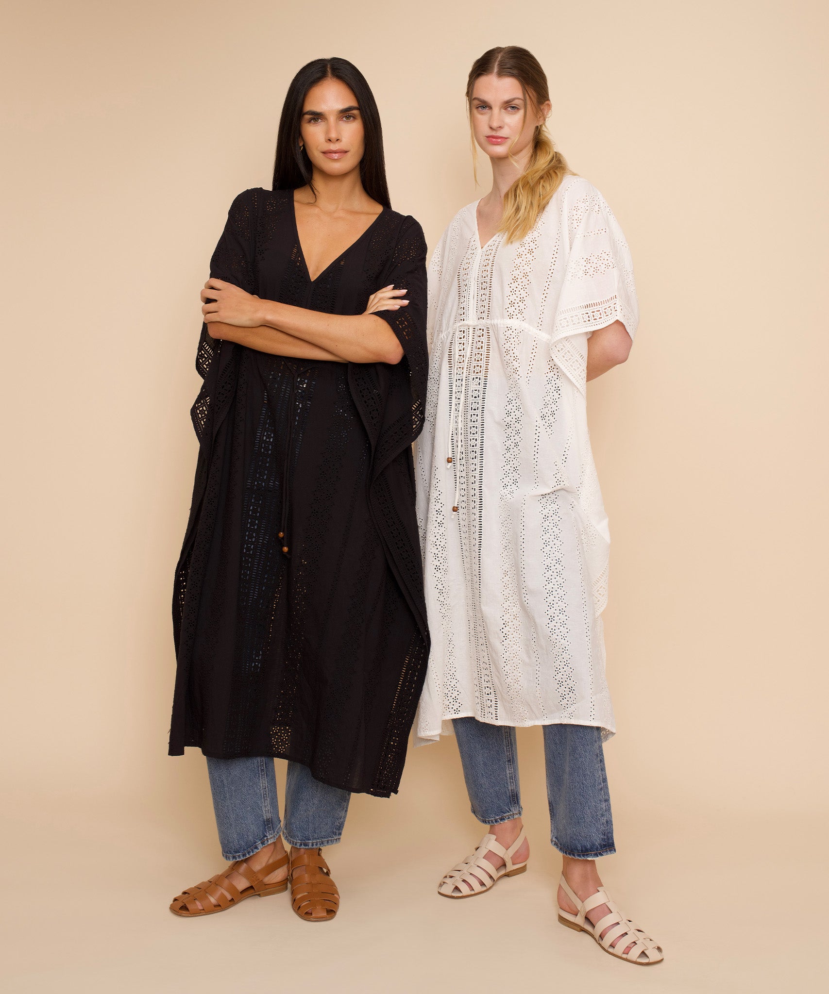 Elegant Eyelet Butterfly Maxi Caftan Dress for Women - Flowy Boho Summer Beach Cover Up & Vacation Outfit