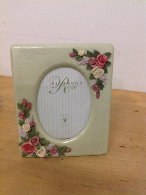 5x7 Floral Ceramic Photo Frame - Elegant Wall or Tabletop Display for Home, Office, and Gift Giving