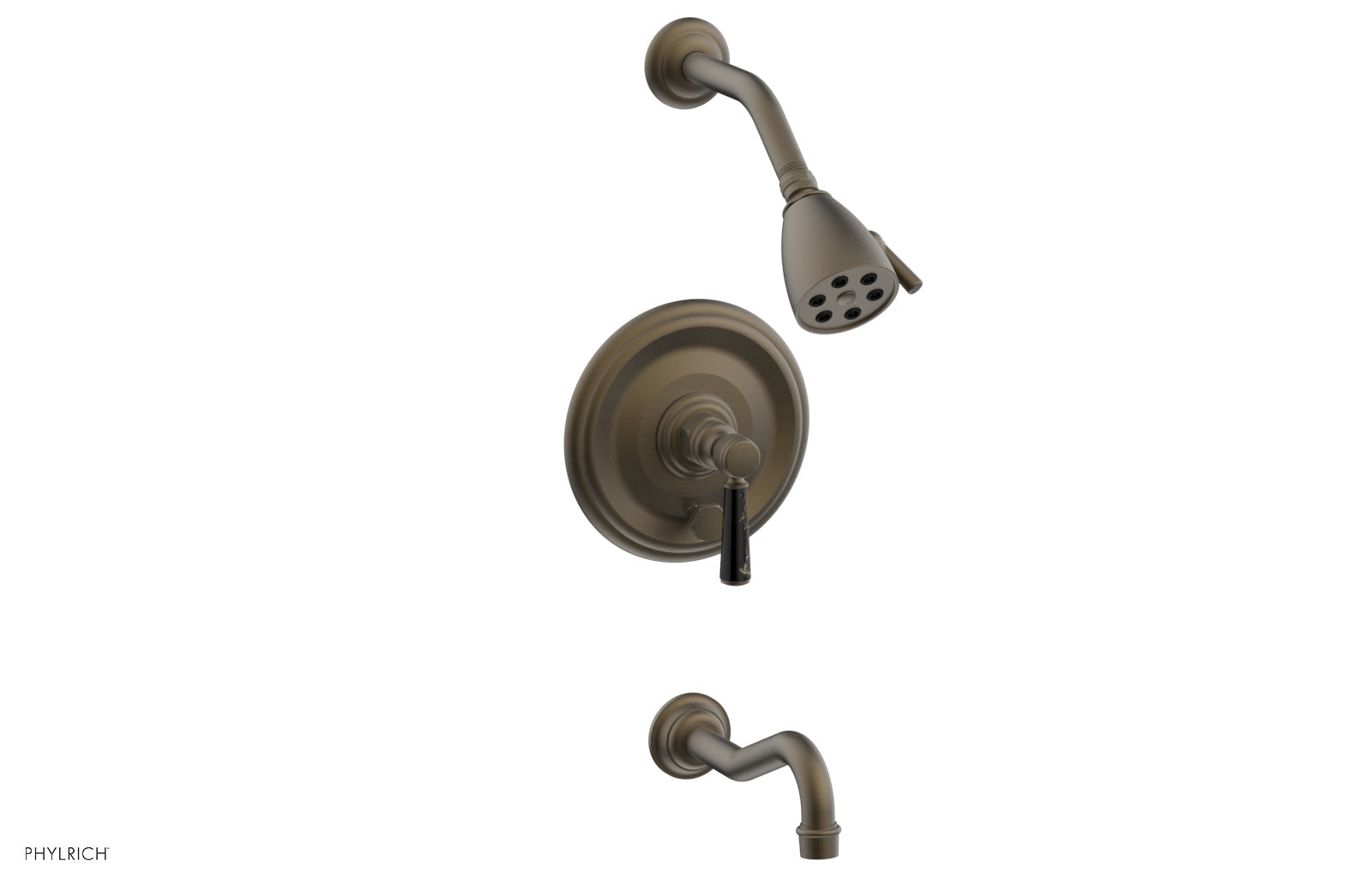 HENRI Pressure Balance Tub and Shower Faucet Set - Black Marble Lever Handle 161 28 for Bathroom & Shower Installation - Perfect for Modern Home Renovation