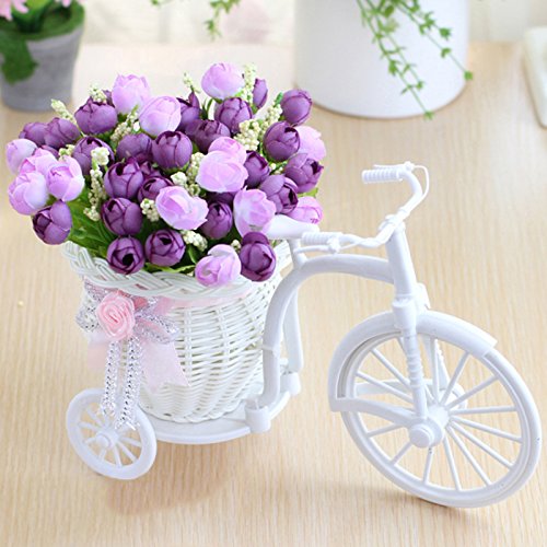 Timpfee Vintage Bicycle Planter with Artificial Flowers - Purple Garden Decor for Home, Wedding, Patio & Outdoor Decorations | Perfect for Porch, Yard & Special Events