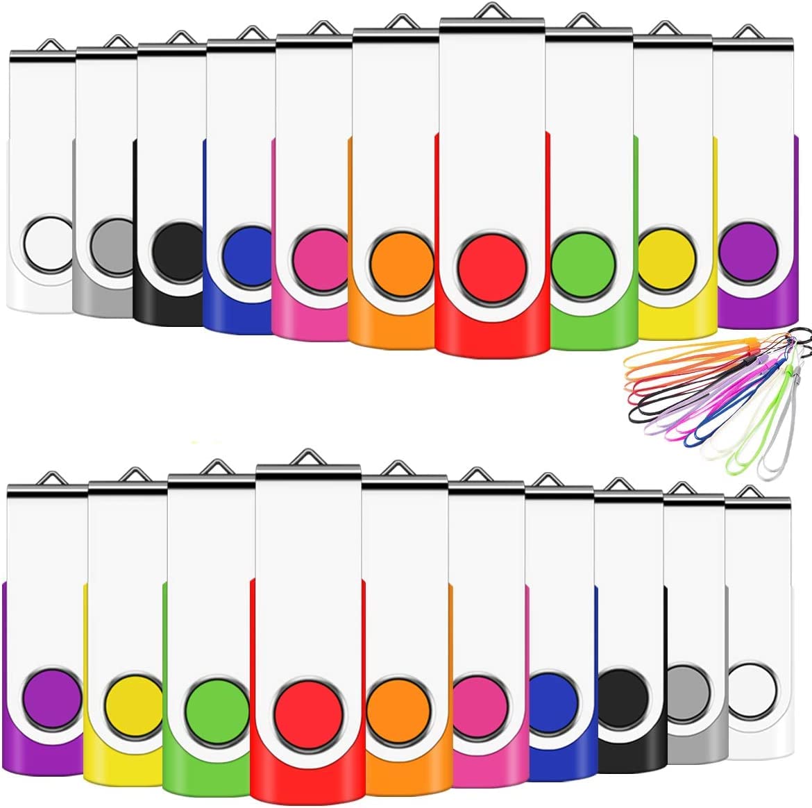 EASTBULL 8GB USB Flash Drive 20Pack - Bulk USB 2.0 Memory Sticks for Office & School