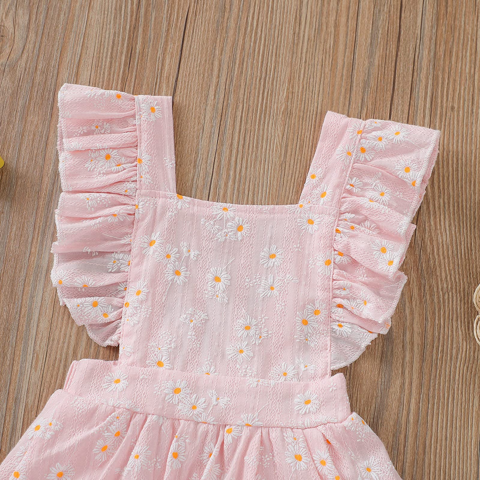 Newborn Baby Girl Clothes - Daisy Print Romper Dress with Flutter Sleeves | One-Piece Jumpsuit & Headband Set | Perfect for Summer Outfits, Photo Shoots & Special Occasions