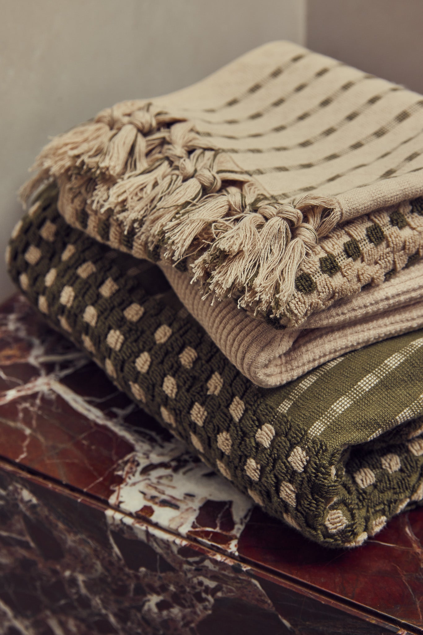 Organic Chickpea Bath Sheet Set - Super Soft & Absorbent Turkish Cotton Towels (Olive/Stone) for Spa, Bathroom & Beach Use