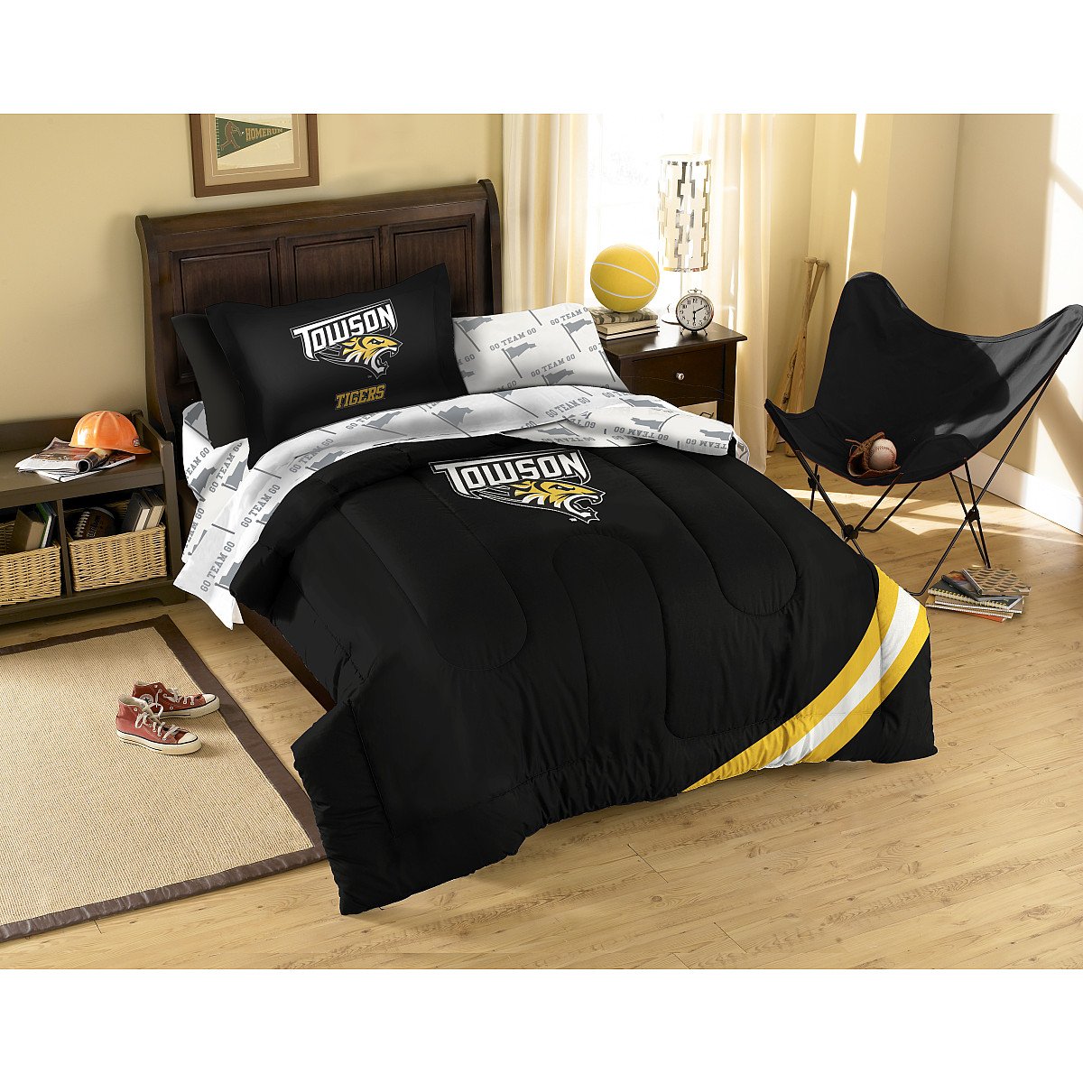 NCAA Towson State Twin Size Bed in a Bag Set - 3-Piece Comforter, Sheet & Pillowcase Set - Perfect for Dorm Rooms, College Students & Fan Decor