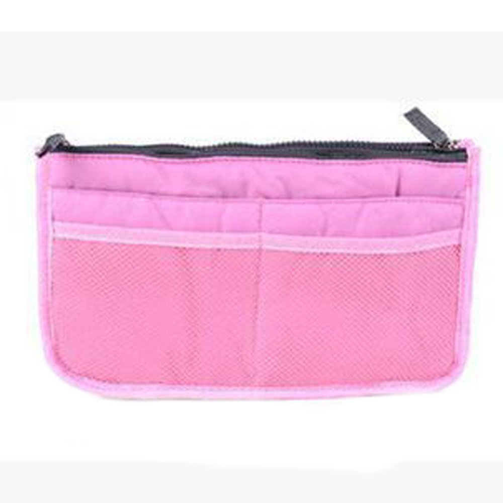 Portable Cosmetic Organizer with Dual Zippers - Multifunctional Travel Makeup Storage Bag for Toiletries & Accessories (Pink, One Size) | Perfect for Home, Travel & Daily Organization