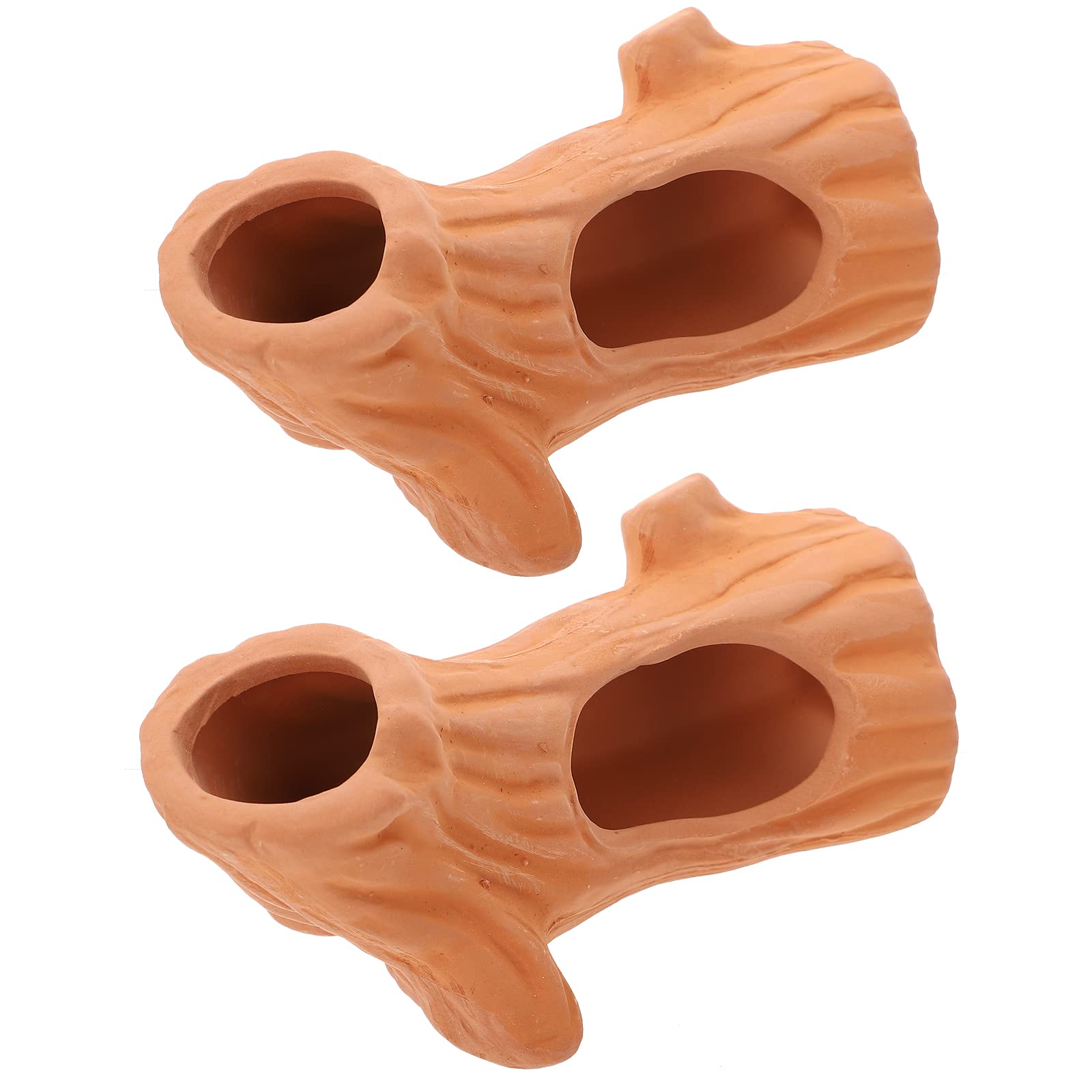 2PCS Ceramic Fish & Shrimp Hideout House - Aquarium Cave Decor for Fish Tanks, Terrariums - Natural Purple Clay Hiding Spots for Betta Fish, Shrimps & Aquatic Pets - Perfect for Aquatic Landscape & Breeding Safety