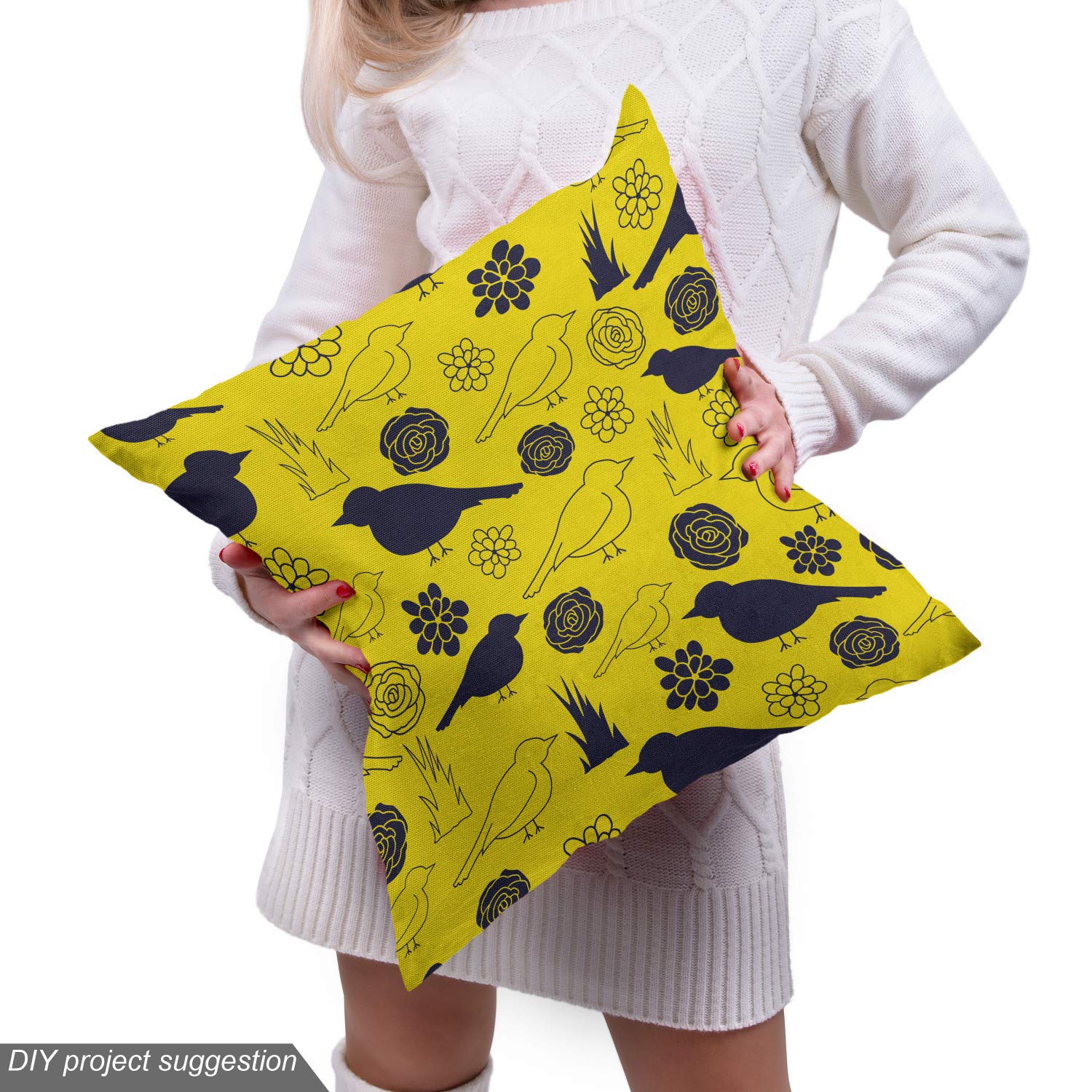 Ambesonne Yellow Bird Fabric - 2 Yards, Upholstery & Home Decor for Living Room
