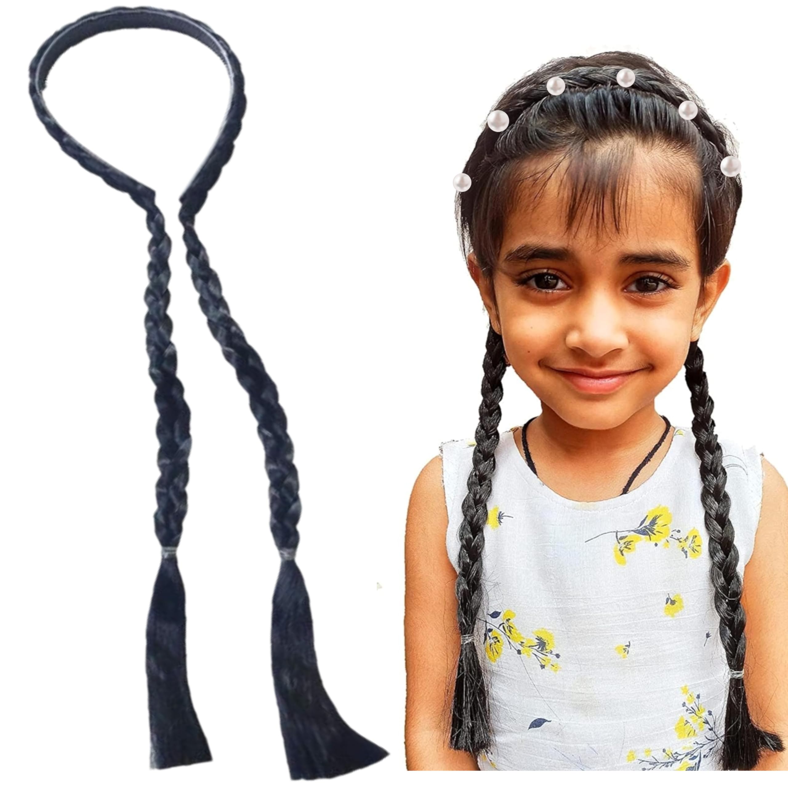 HIMMU'S FASHION HUB Handmade Choti Headband - Braid Covered Plastic Hoop Hair Extension for Women & Girls (Pack of 1) | Perfect for Weddings, Parties, Cosplay and Daily Fashion Accessories