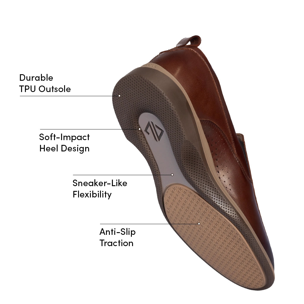 Comfortable Chestnut Slip-On Shoes for Men & Women - Casual Loafers for Walking, Travel & Everyday Wear