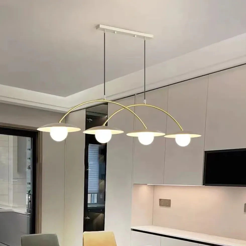 Modern White 4-Light Linear Pendant Lighting Fixture - Sleek Minimalist Design for Kitchen Island, Dining Room or Bedroom Ceiling