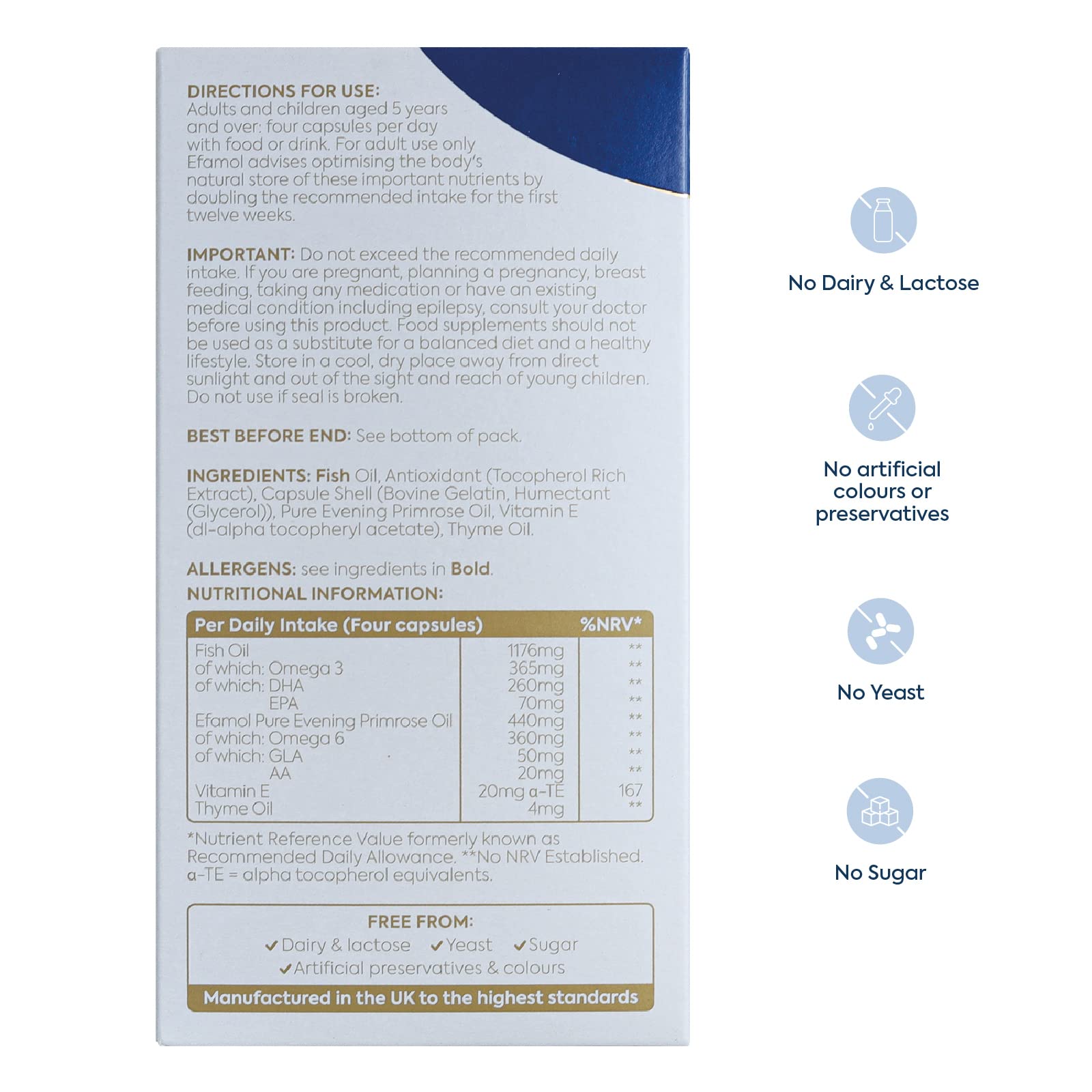 Efamol Brain Efalex Brain Formula - 240 Capsules for Memory & Focus Support | Omega-3 & DHA Supplement for Adults & Students | Study Aid & Cognitive Enhancement