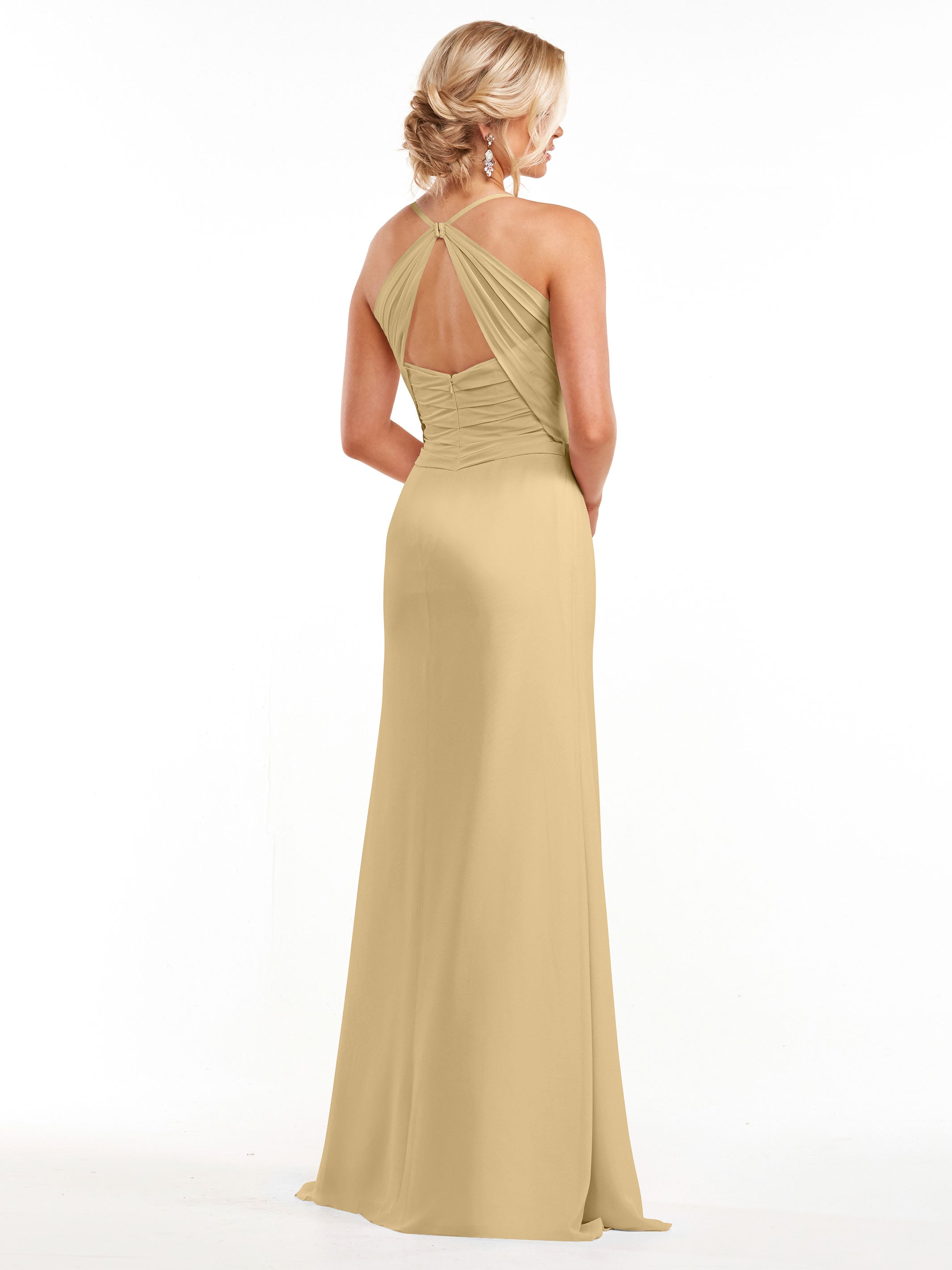 Elegant A-Line Chiffon Bridesmaid Dress with High Slit - Perfect for Weddings, Formal Events & Evening Parties