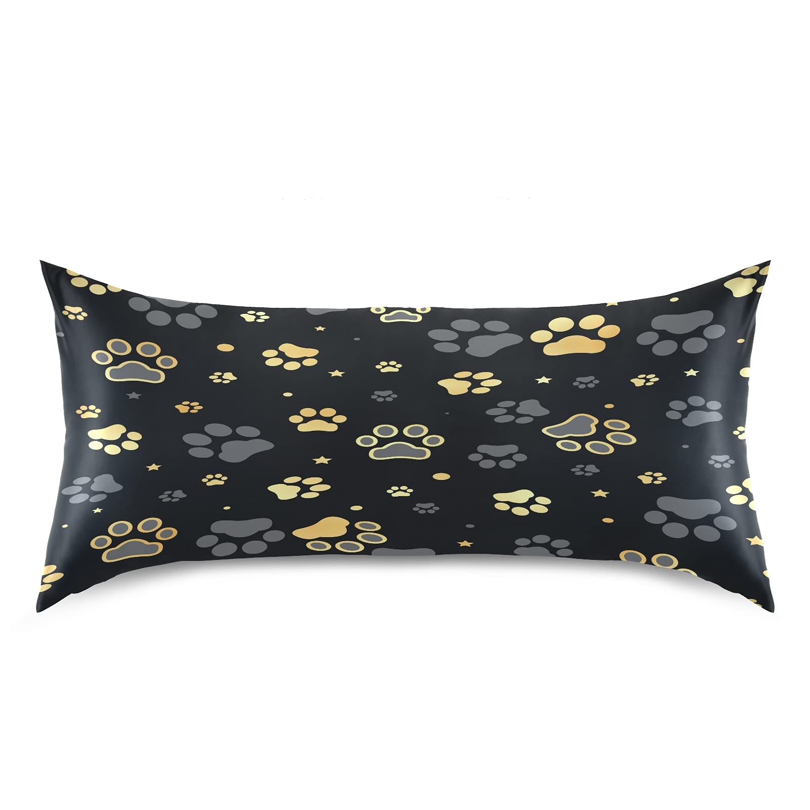 Silk Satin Pillowcase 20x40 - Soft Paw Print for Hair & Skin Care - King Size for Bed & Sofa