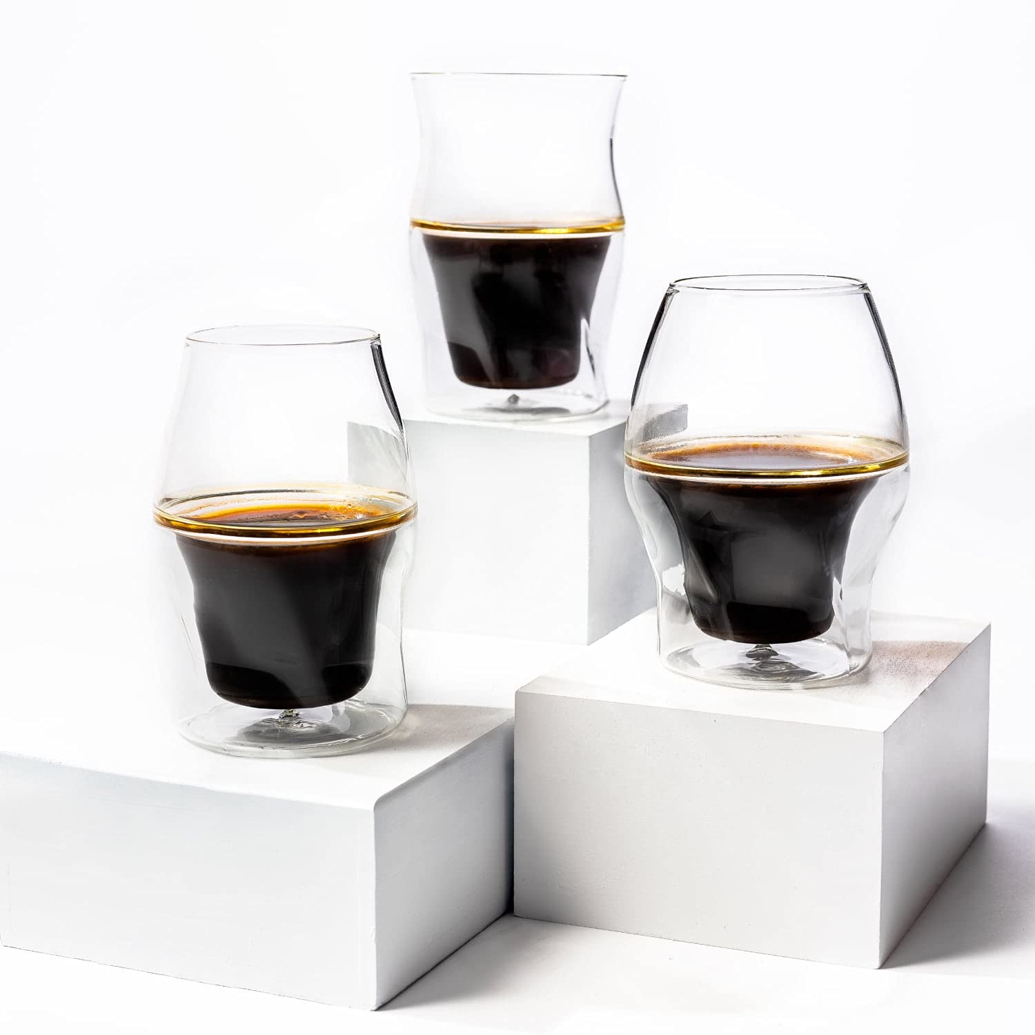 Premium AVENSI Coffee Enhancing Glassware Set - 3 Elegant Glasses (VIDA, SENTI, ALTO) with Felt Coasters, Polishing Cloth & Brewing Guide | Perfect for Specialty Coffee Tasting, Home Baristas & Gift Giving