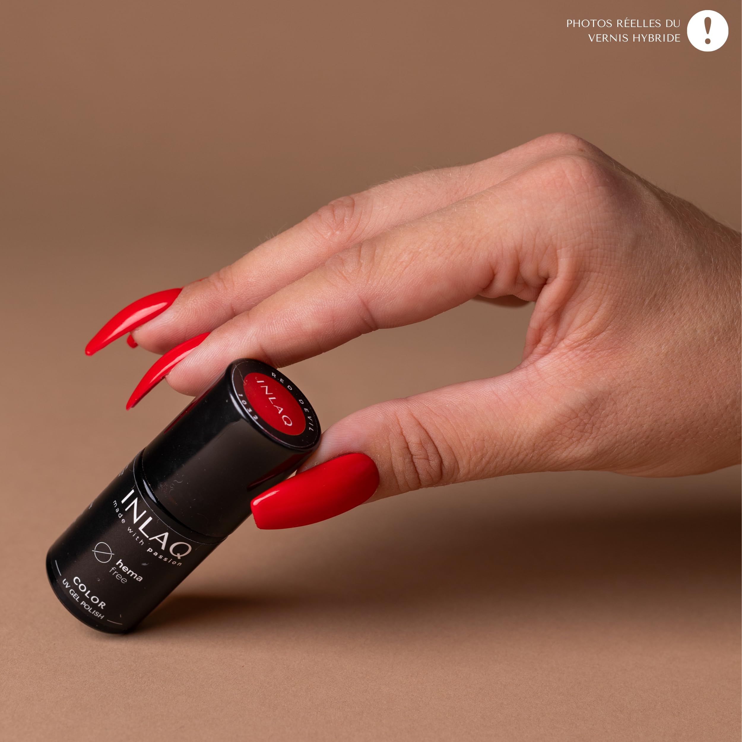 INLAQ® HEMA-Free Semi-Permanent Nail Polish | UV Gel Nail Color - Red Devil | Long-Lasting Salon-Quality Manicure for Parties, Weddings & Special Occasions