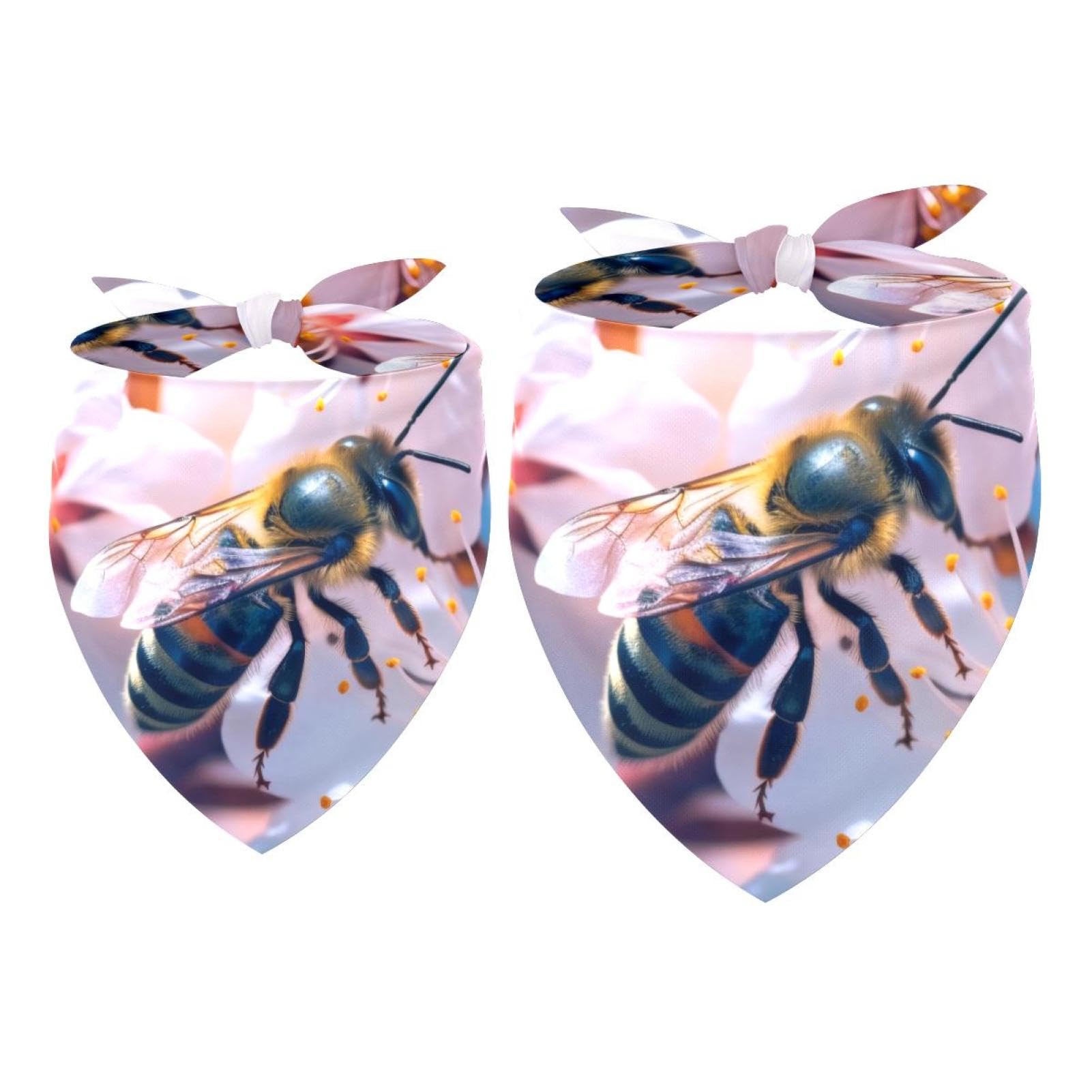 2-Piece Bee Flower Dog Bandanas - Pet Scarf & Square Bibs for Wedding Photo Props & Daily Accessories - Perfect for Parties, Holidays & Outdoor Adventures