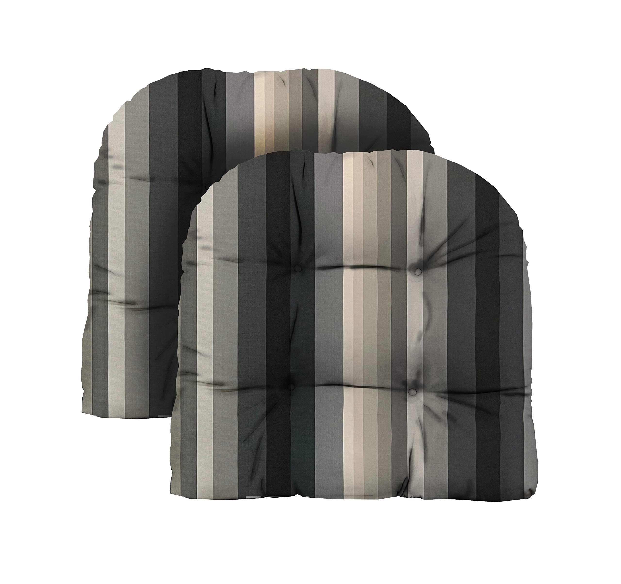 RSH Decor: Tufted U-Shape Wicker Seat Cushions Set of 2 | 22” x 22” Outdoor Patio Furniture Cushions | Waterproof & Fade-Resistant Spun Fabric | Braymont Twilight Color | Perfect for Garden, Poolside & Deck Chairs