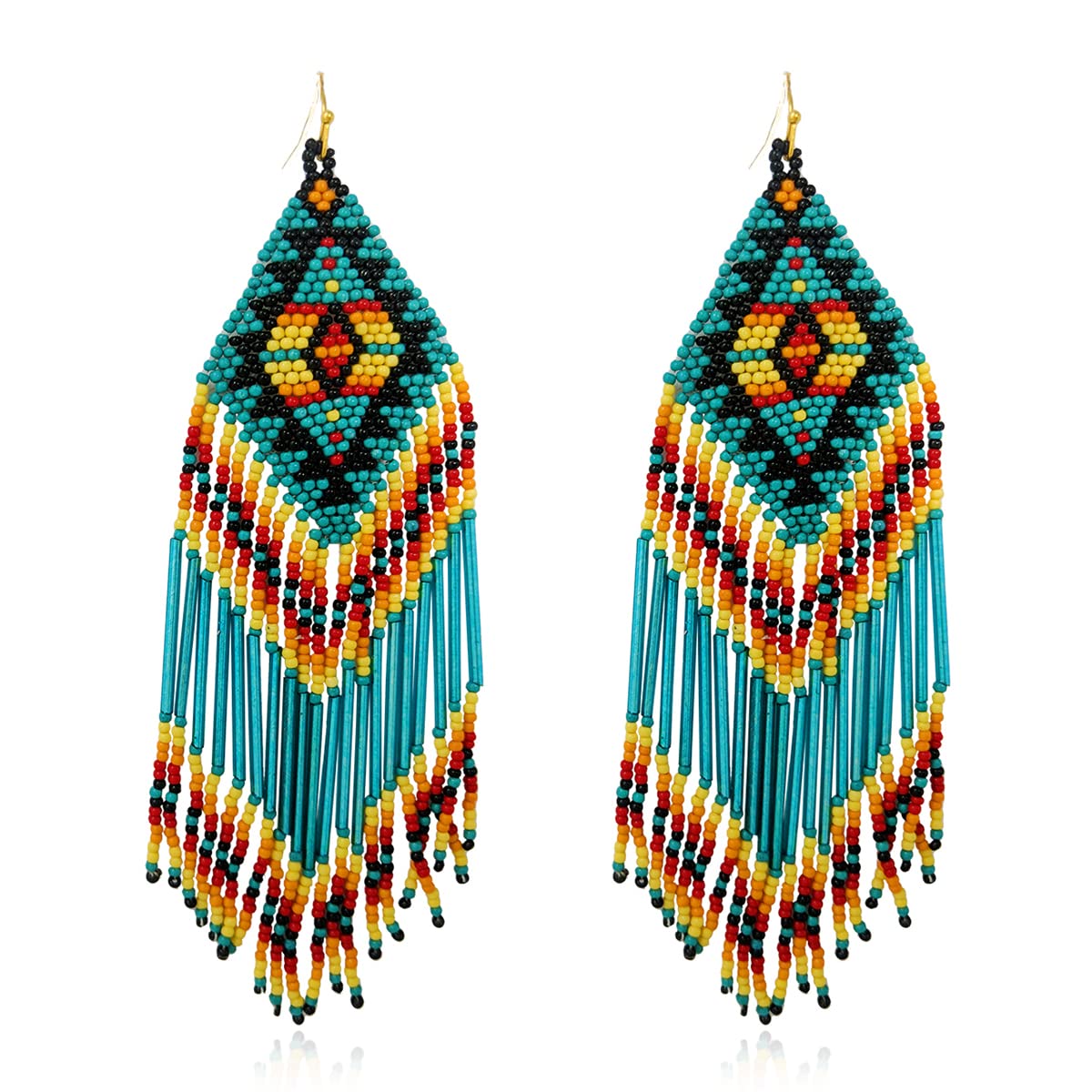 Bohemian Bead Fringe Dangle Chandelier Statement Earrings - Lightweight Coin Charm Tassel Banjara Kuchi Gypsy Filigree Hoop Earrings for Women | Perfect for Festivals, Parties, and Boho Fashion Outfits
