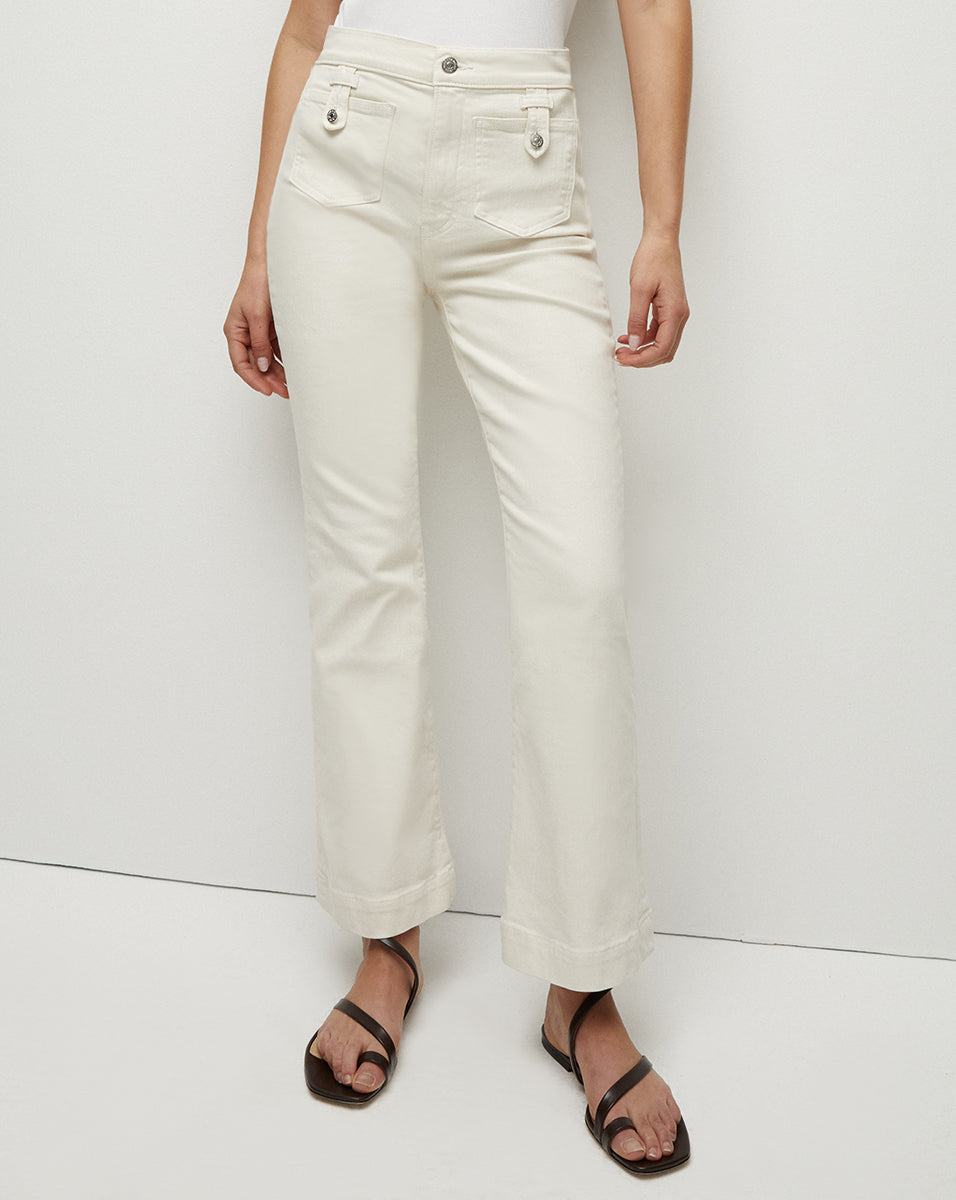 Carson High Waist Patch Pocket Kick Flare Jeans for Women - Vintage Denim Pants with Retro 70s Style - Perfect for Casual Outfits, Date Nights & Boho Fashion