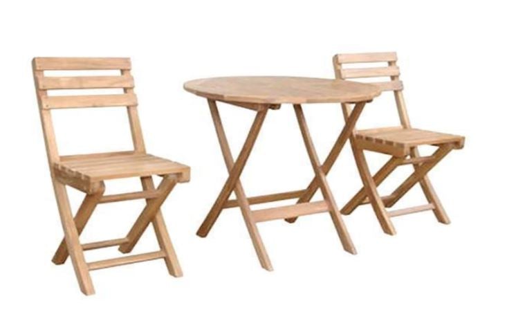 Anderson Teak Chester Alabama 3-Piece Outdoor Bistro Set - Patio Dining Table with 2 Chairs (Set 225) - Perfect for Garden, Deck, Poolside & Small Balcony Spaces