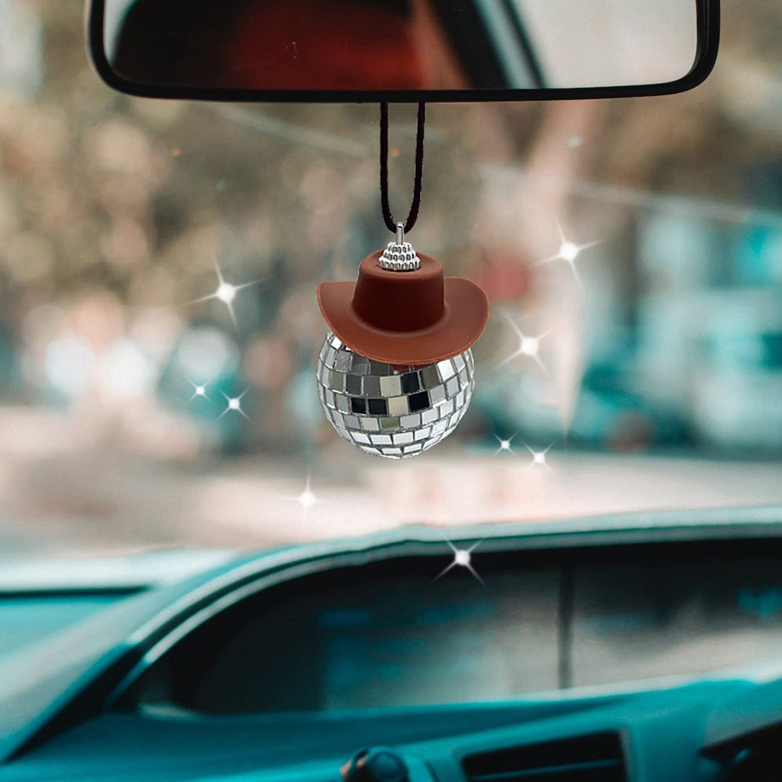 Stylish Brown Disco Ball Car Accessories for Women - Vintage 70s Party Decor, Fun Automotive Interior Ornaments | Perfect for Road Trips, Themed Parties & Retro Car Decorations