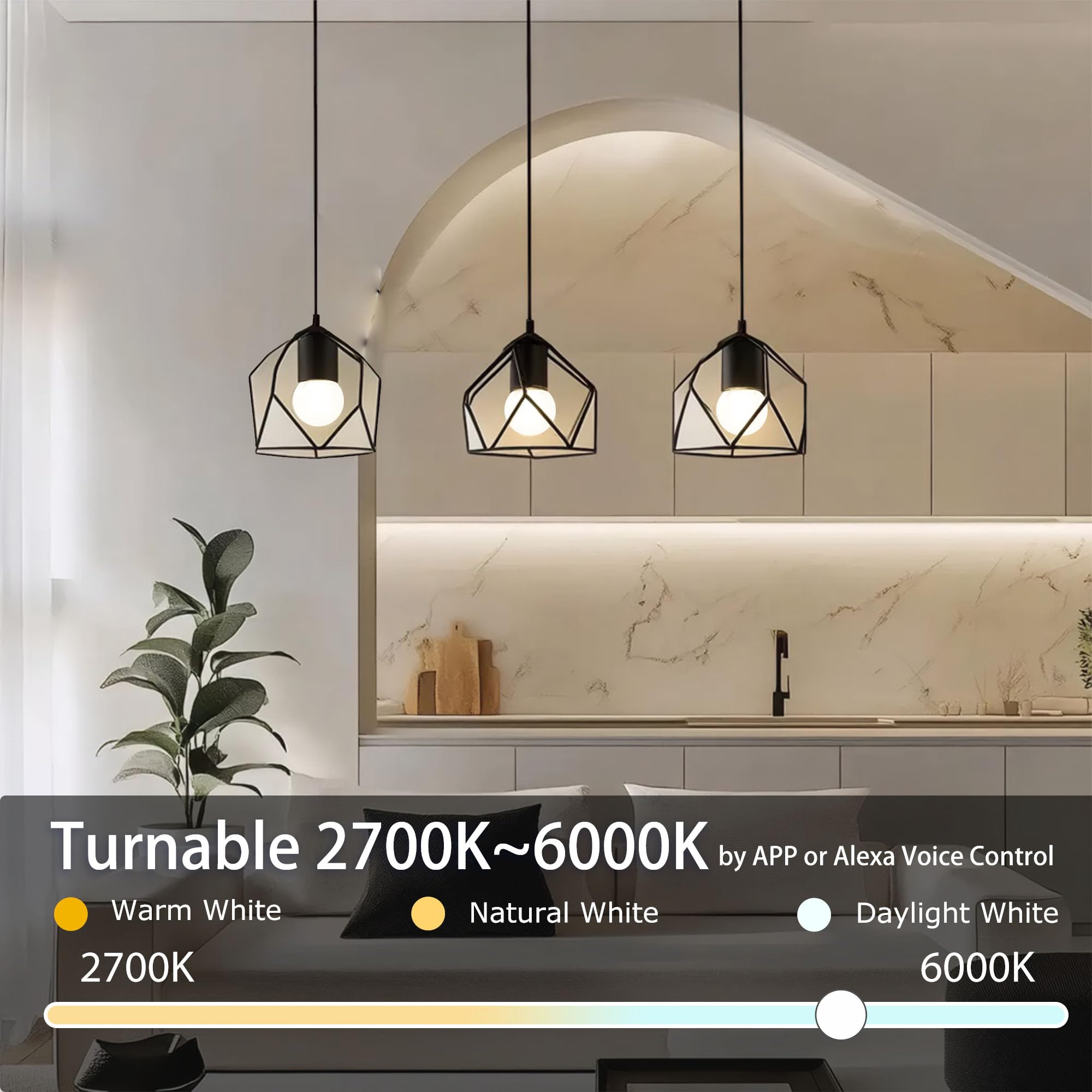 ILC G25 LED Globe Light Bulbs 6W (60W Equivalent) - Dimmable, 2700K-6000K Color Temperature Adjustable, CRI>95+, E26 Base, 120V - Works with Alexa & Echo Devices - Perfect for Vanity Makeup Mirrors, Bathroom Lighting (6 Pack)