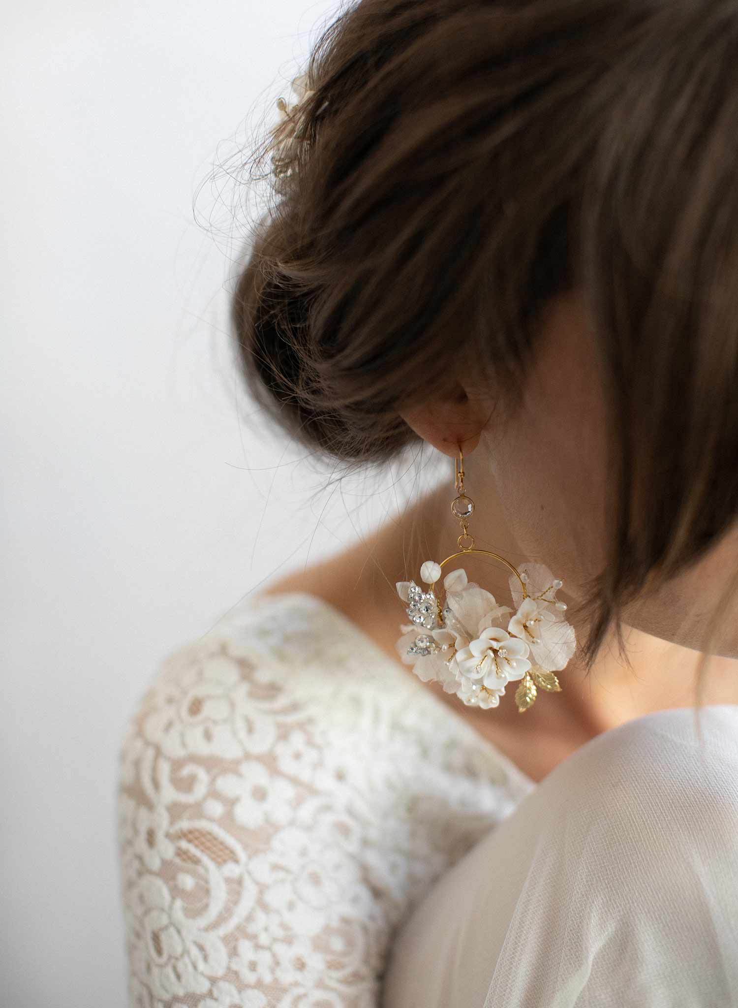Creamy Blossom & Silk Flower Earrings - Style #951 | Elegant Floral Dangle Earrings for Women, Weddings, Parties & Special Occasions