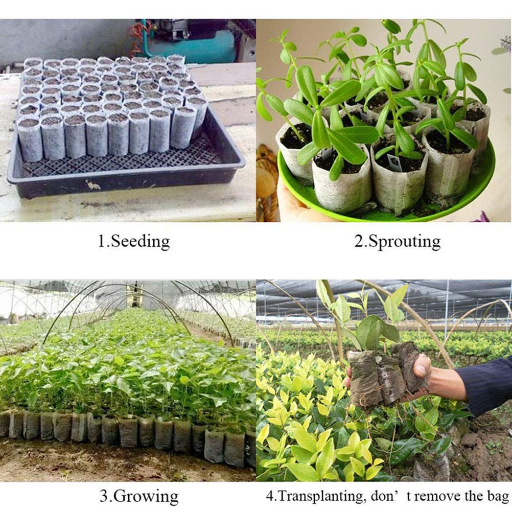 Yardwe 200PCS Non-Woven Plant Grow Bags - 4.3 x 2.8 Inch Nursery Fabric Pots for Seedlings, Vegetables & Herbs - Breathable & Durable Garden Planting Bags for Indoor/Outdoor Gardening