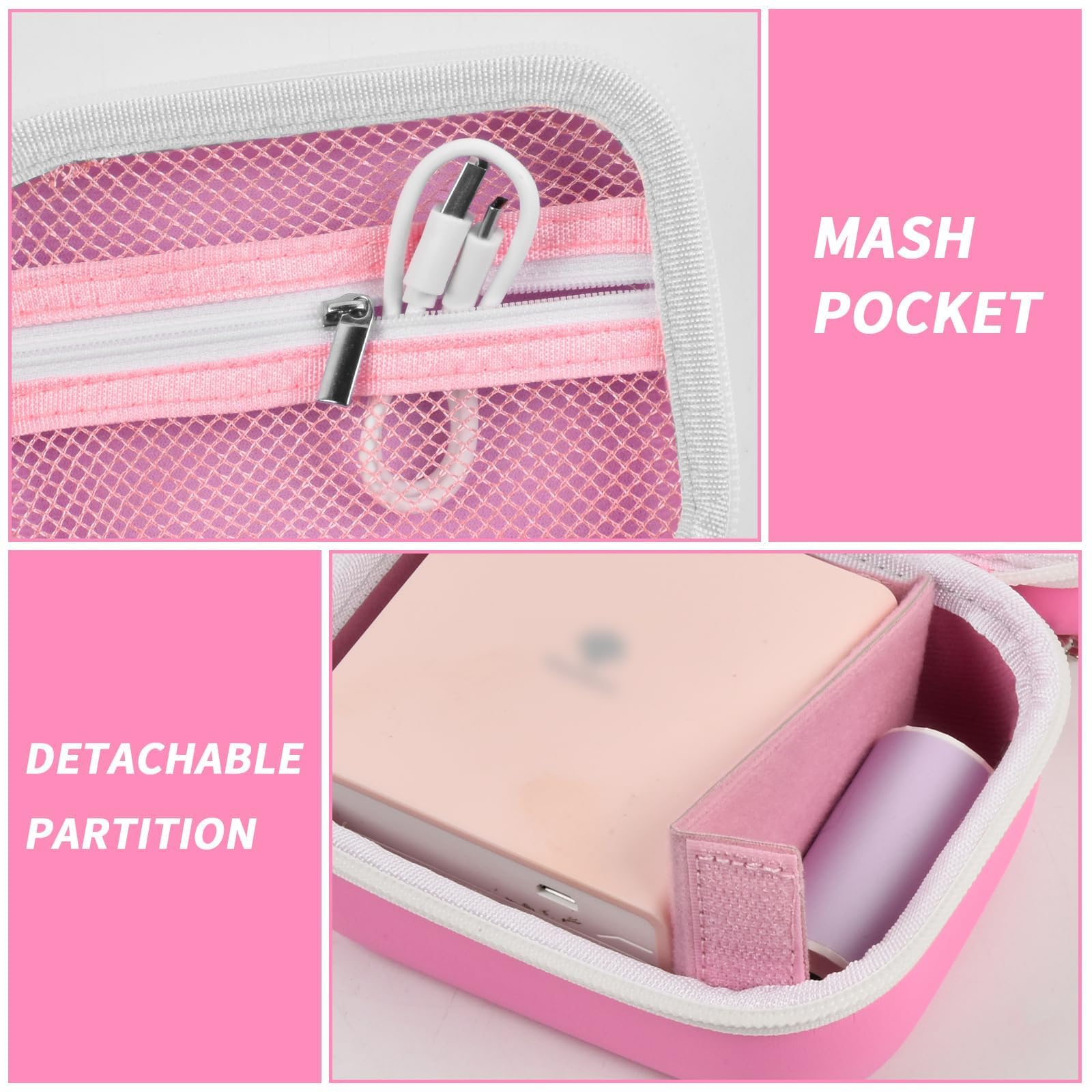 Phomemo M02/T02/M02S/M02 Pro/Q30S/M02X Compatible Case - Pink Portable Storage Holder for Inkless Sticker Photo Printer, Label Maker & Accessories | Perfect for Travel, Office & Home Organization