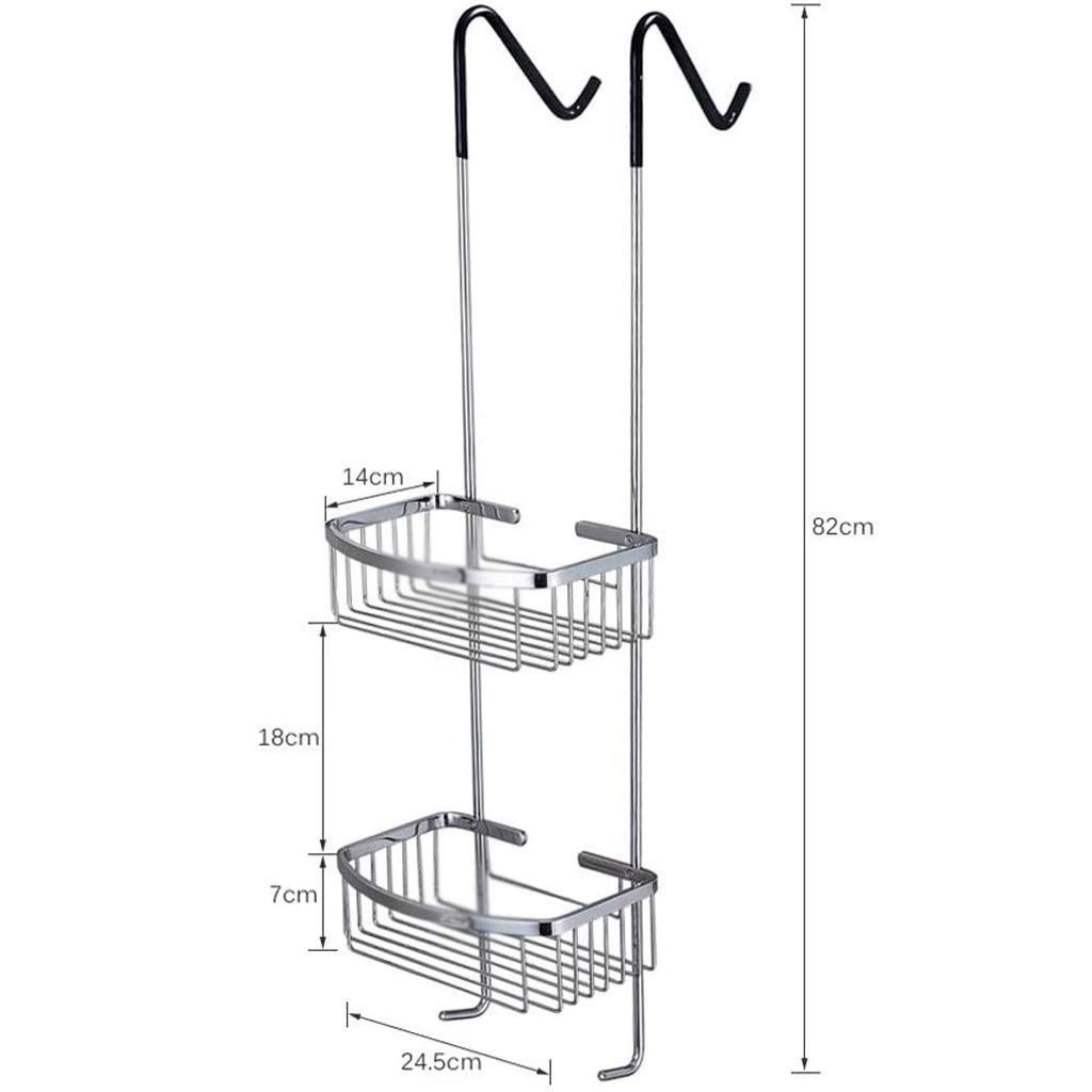 Stainless Steel Wall Mounted Bathroom Shower Rack - Double Hanging Basket for Glass Door, Multifunctional Storage Organizer for Shampoo, Soap & Towels - Perfect for Small Bathrooms & Showers