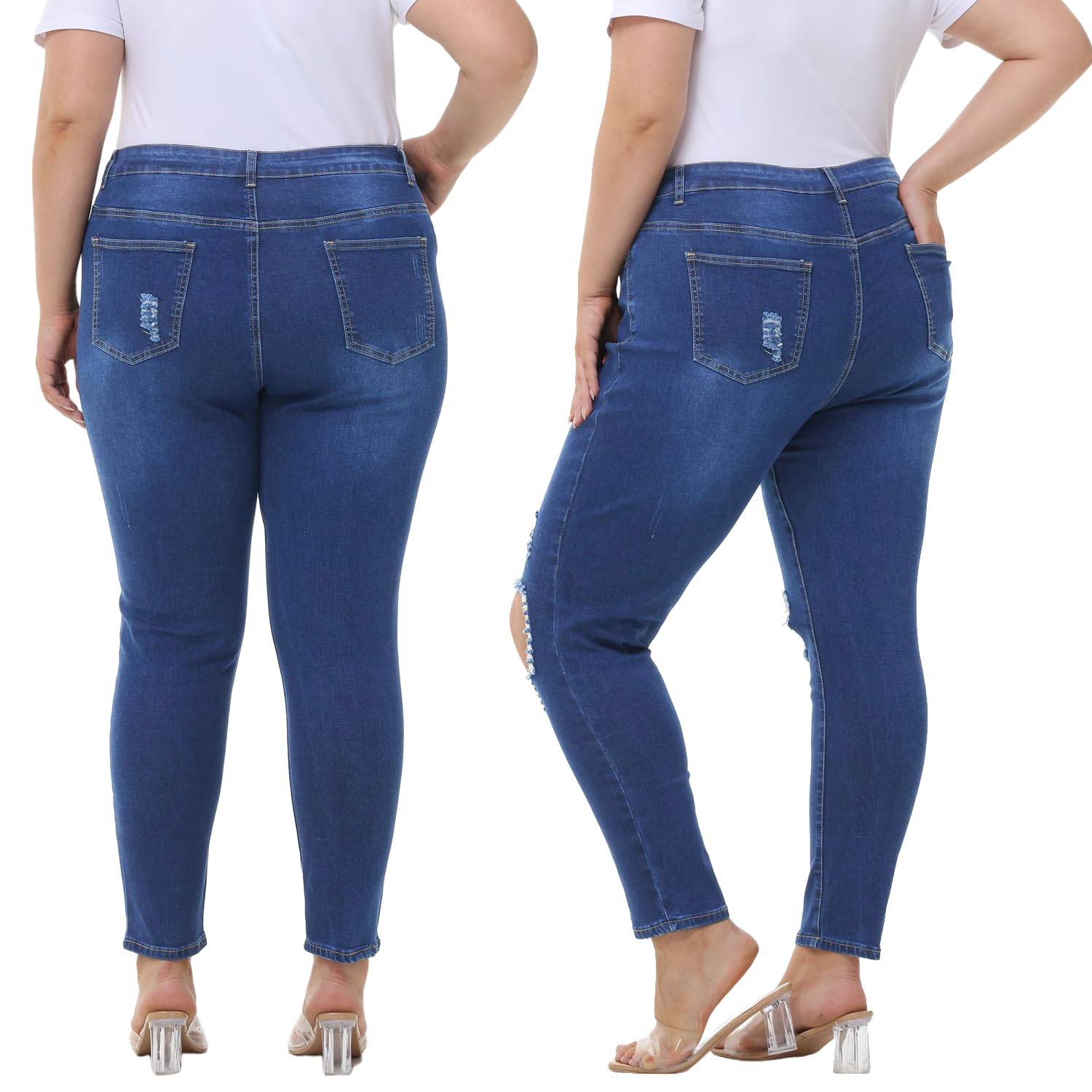 Tulucky Women's Plus Size Boyfriend Jeans - Distressed Ripped Denim Pants with Stretch for Comfort | Skinny Fit Casual Jeans for Everyday Wear, Street Style & Weekend Outfits
