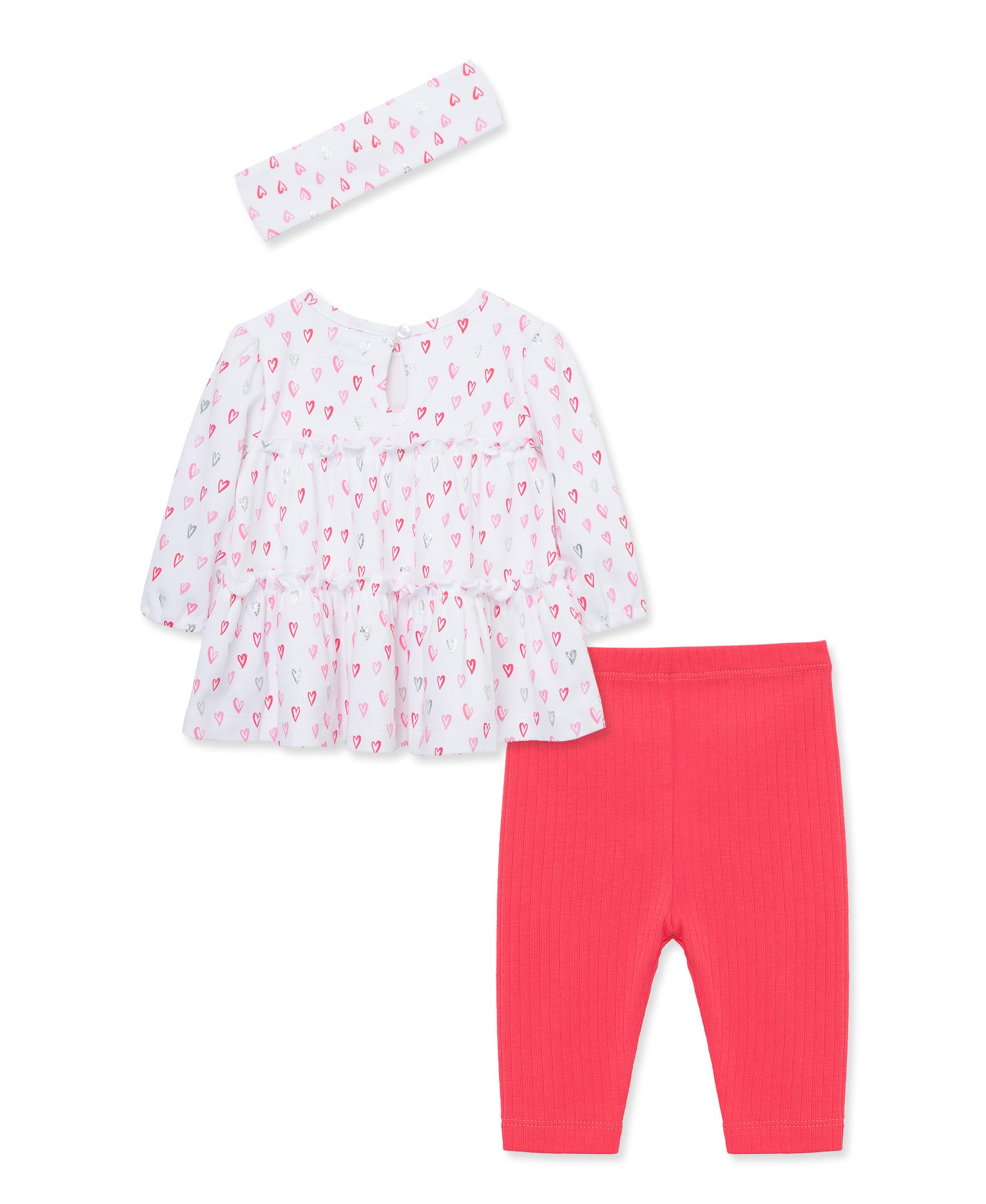 Little Me Simply Essential Solids 100% Organic Cotton Baby Girl Outfit Set - 3-Piece Tunic, Pants & Headband (3-24 Months) | Soft & Comfortable for Playtime, Outings & Photo Shoots