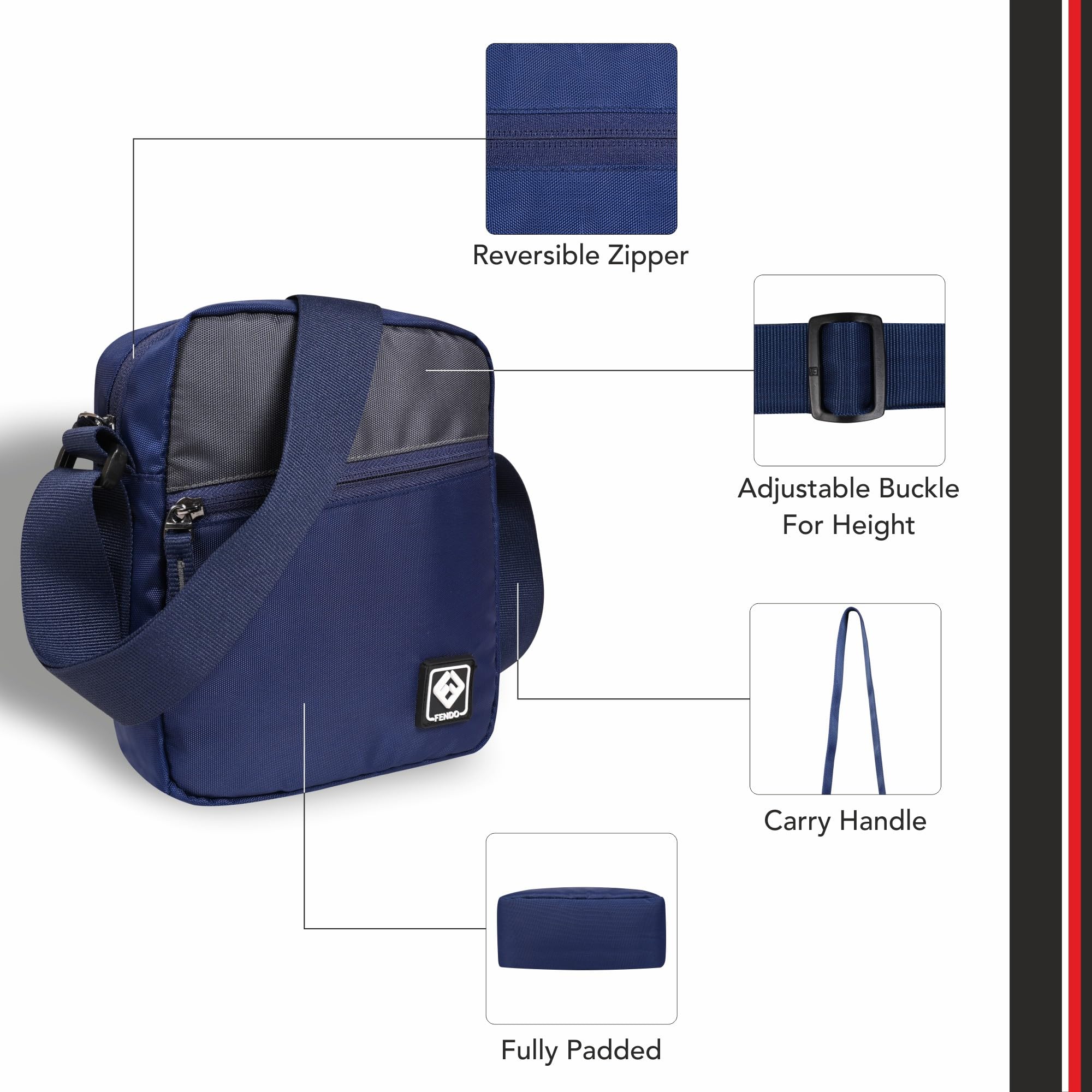 Fendo Captain 8L Sling Bag - Lightweight Crossbody Messenger Bag for Men & Women | Water-Resistant Travel Pouch | Compact Shoulder Bag for Hiking, Commuting & Daily Use