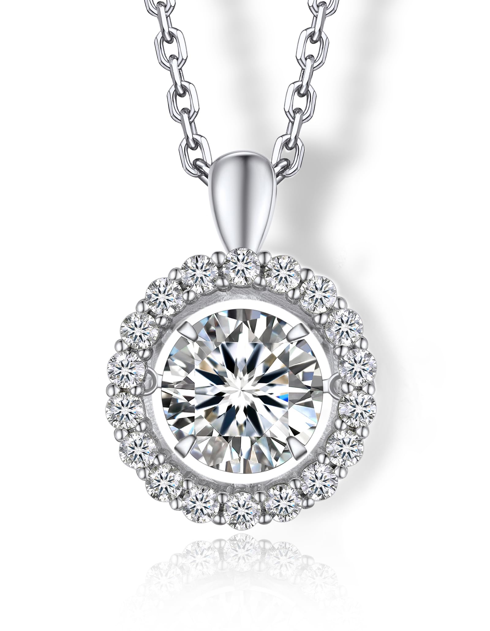 MomentWish Heart Necklace for Women, 1Carat Moissanite Heart Pendant, 925 Sterling Silver Dance Necklace, Sparkling Gift for Anniversary, Christmas, Valentines, Birthday, Mother's Day, Proposal