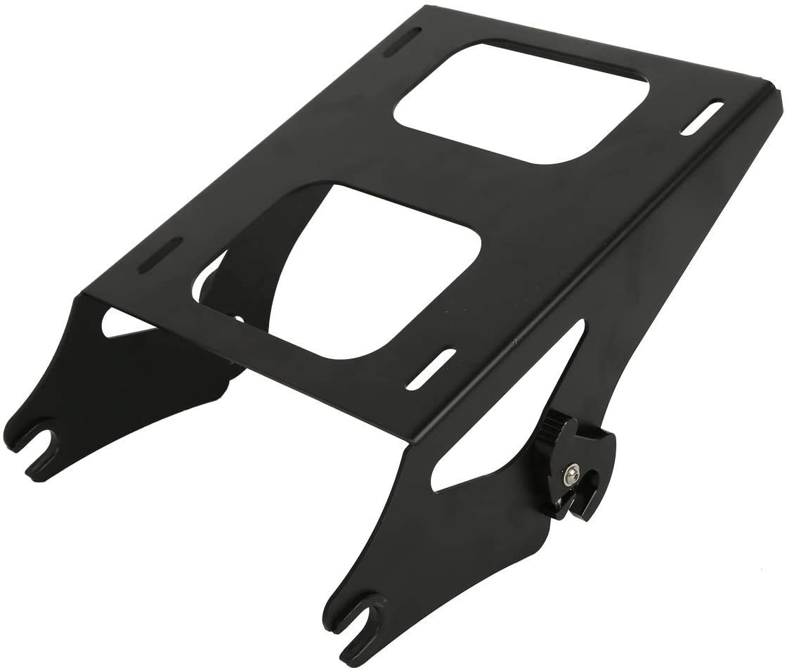 Matte Black Chopped Tour Pack Luggage Kit with Wrap-Around Backrest Pad & Mounting Rack for Harley Touring Road King, Road Glide, Street Glide (2014+) - Perfect for Long Rides & Motorcycle Travel Accessories