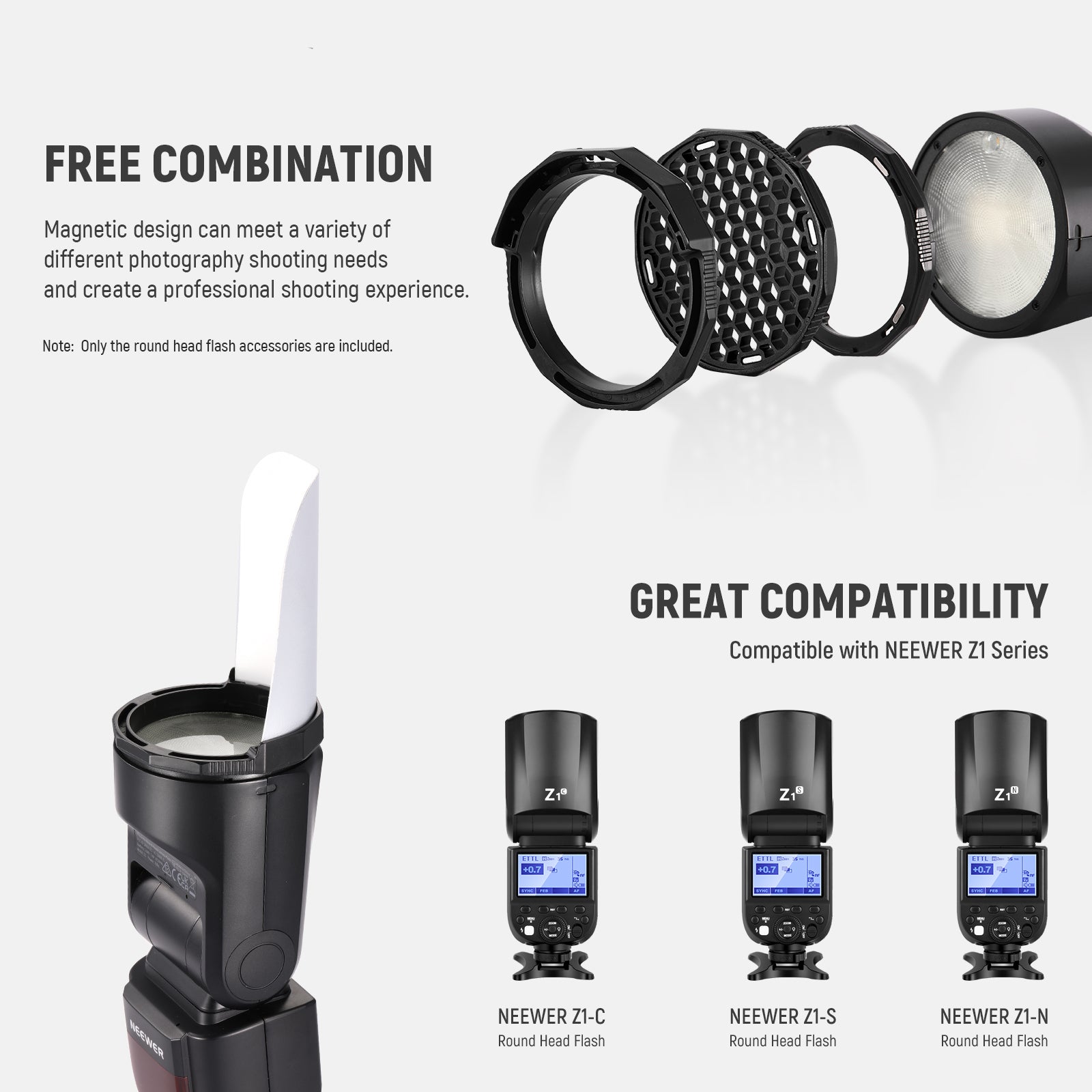 NEEWER Round Head Flash Accessories Kit for Canon Z1/Z2 Speedlite - Perfect for Photography, Portraits & Studio Lighting