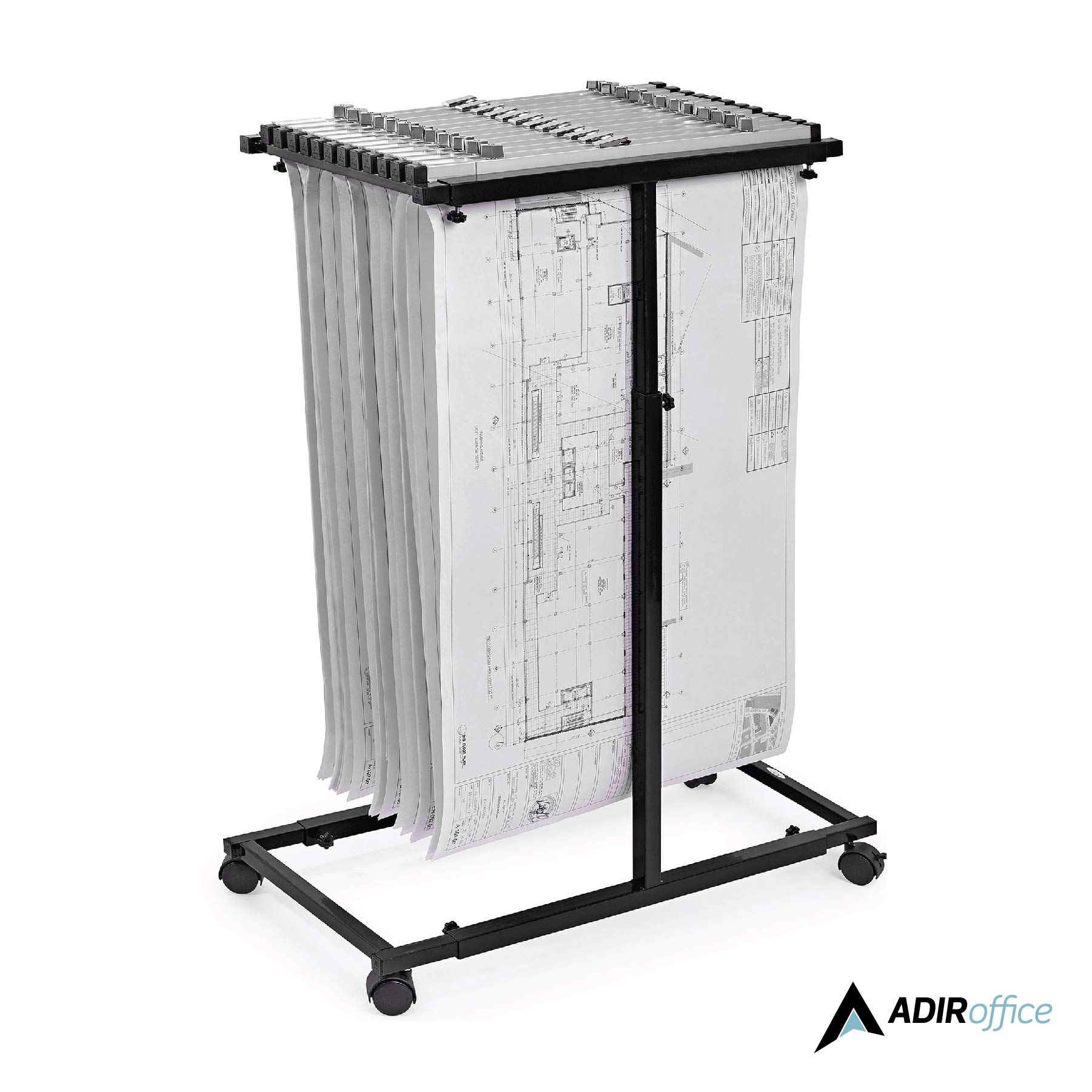 Adir Mobile Blueprint Holder - Adjustable Blueprint Storage Organizer & Construction Plan Rack for Jobsite, Office, and Home Use - Perfect for Architects, Engineers, and Contractors (Without Clamps)
