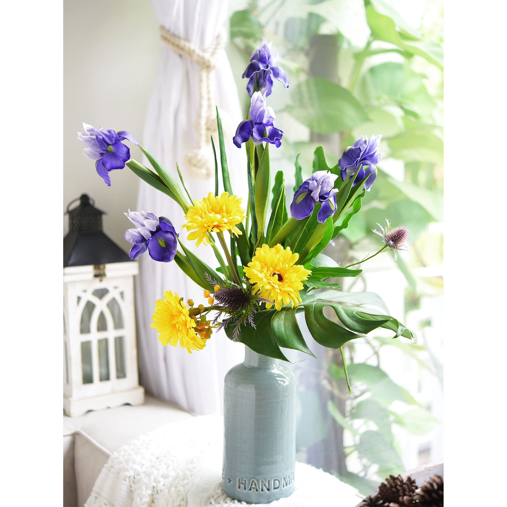 6 Long-Stem Real Touch Artificial Purple Irises - Lifelike Faux Flowers for Home Décor, Wedding Bouquets, Centerpieces & Floral Arrangements | Perfect for Living Room, Bedroom, Office & Event Decorations