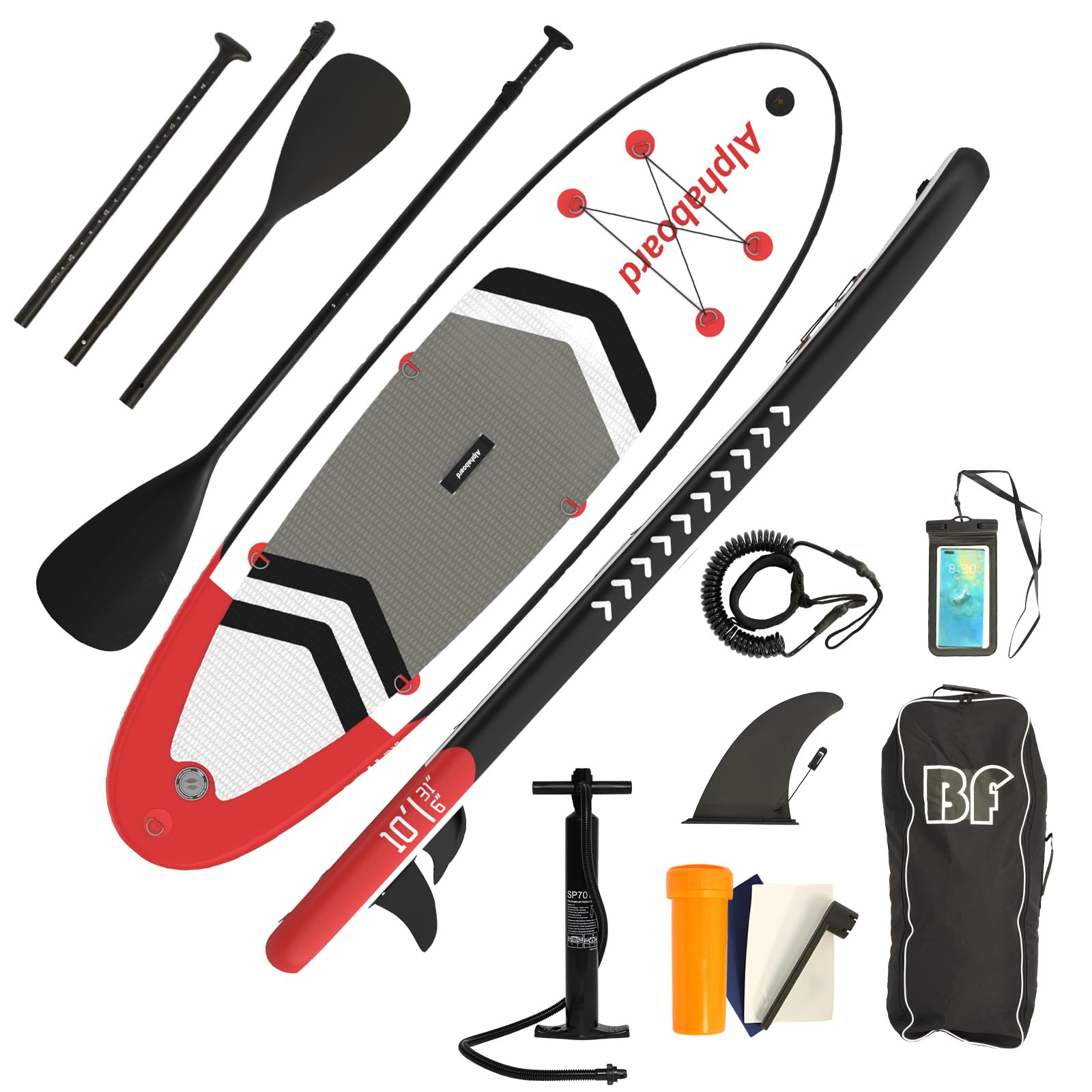 Premium Inflatable Stand Up Paddle Board (SUP) for Adults - Complete Kit with Paddle, Backpack & Double Action Pump - Non-Slip Deck, Wide Stance & Removable Fin - Perfect for Yoga, Fishing & Ocean Adventures