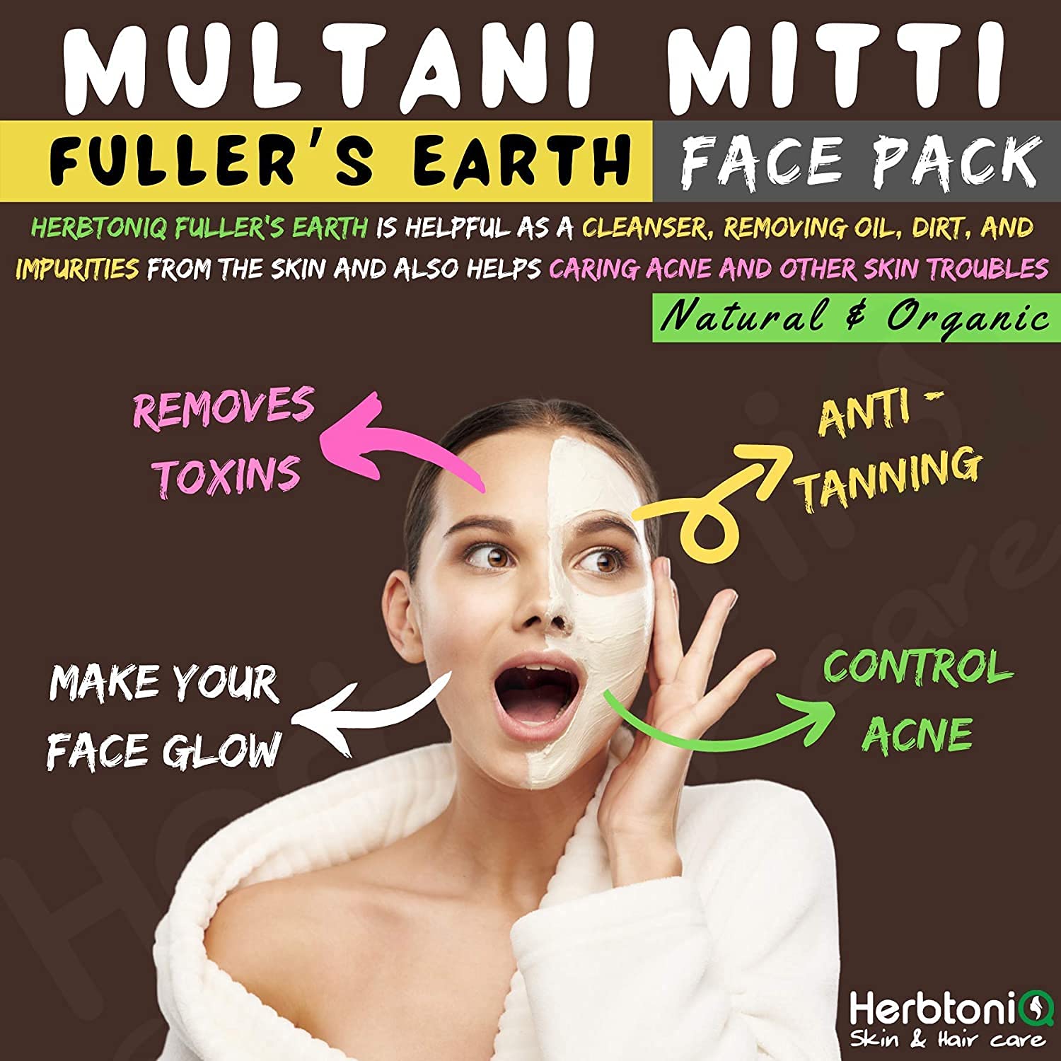 HerbtoniQ 100% Pure Nagarmotha & Multani Mitti Powder - Natural DIY Face Mask, Hair & Body Care (300g) for Glowing Skin & Healthy Hair - Perfect for Spa Day & Home Beauty Treatments