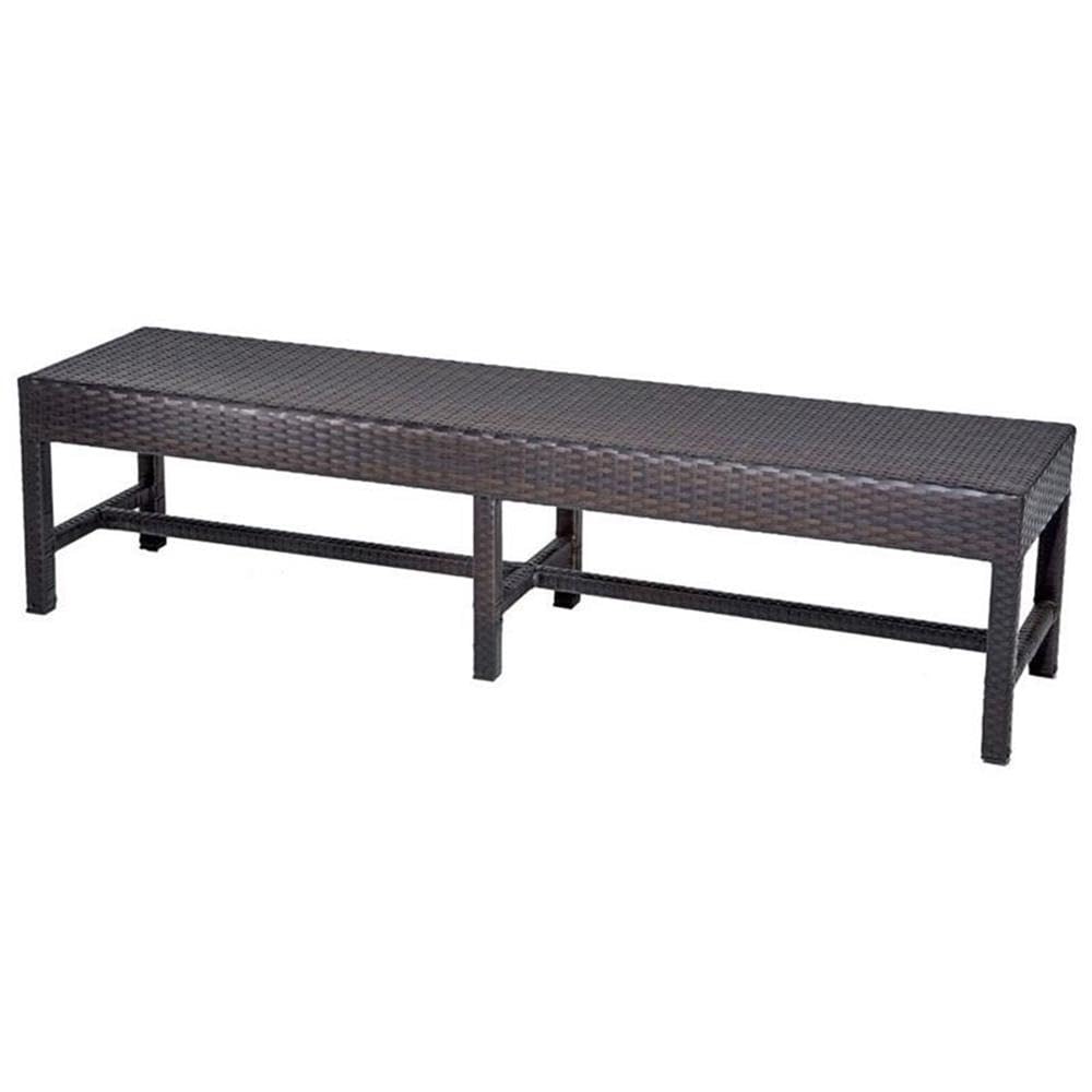 TK Classics BELLE-DTREC-KIT-4C1B-C-BLACK 5-Piece Outdoor Patio Dining Set - Black Wicker Rectangular Table with 4 Chairs & 1 Bench - Perfect for Garden, Backyard, Poolside & Terrace Dining