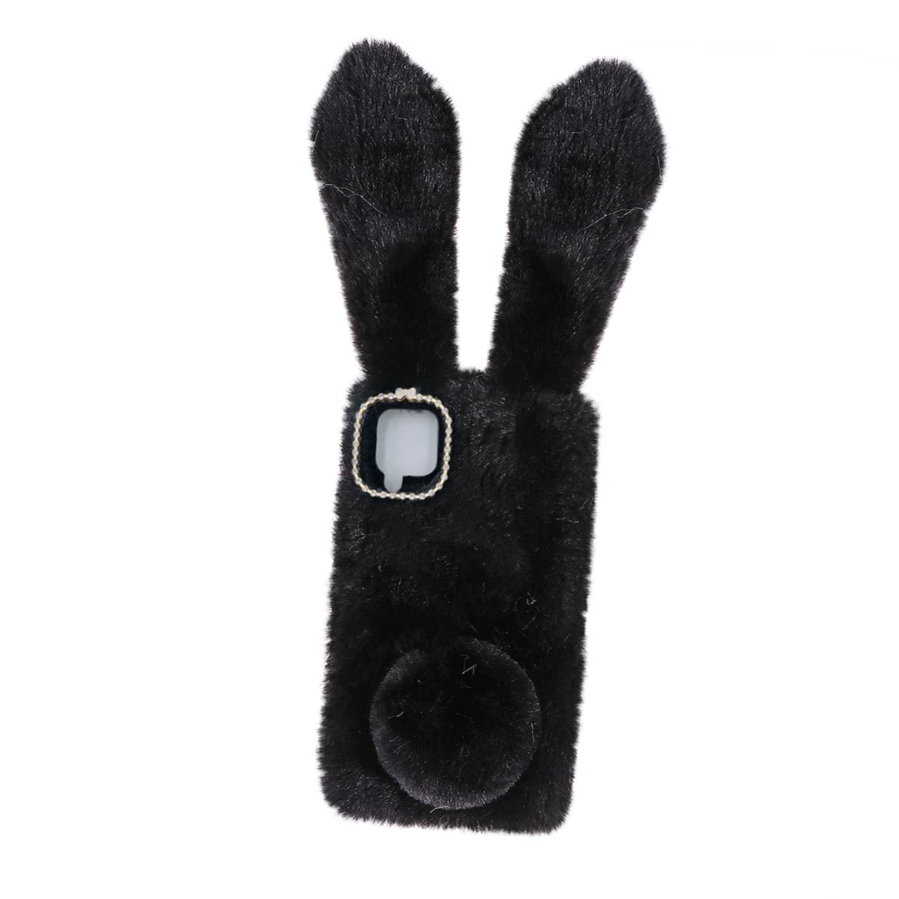 Mikikit Cute Bunny Ear Fluffy Furry Phone Case - Soft Protective Cover Compatible with F12 | Stylish & Durable Phone Accessories for Women & Girls | Perfect for Daily Use, Selfies, and Gift Giving