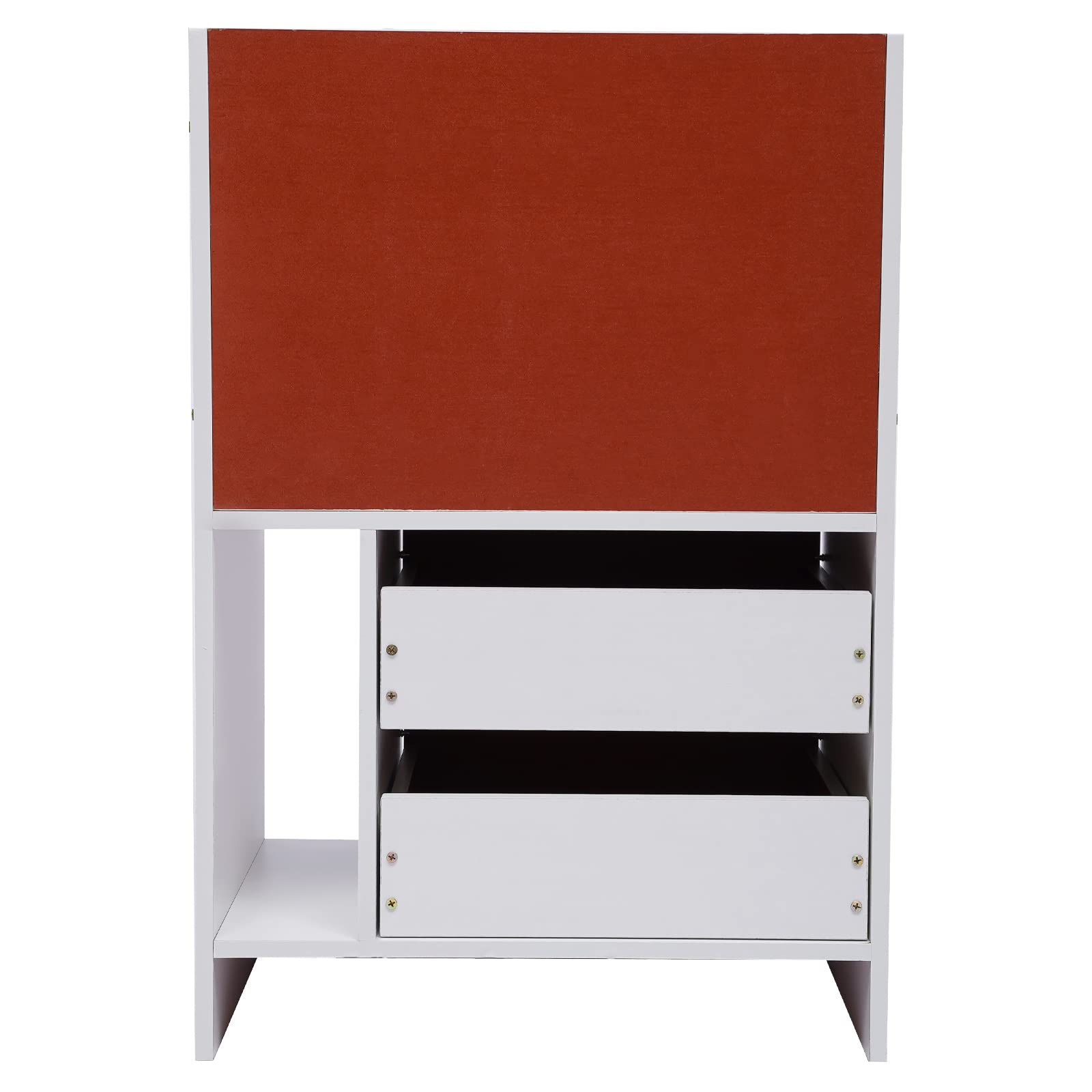 White Wood Nightstand with 2 Drawers - Bedside Table for Bedroom & Living Room Storage