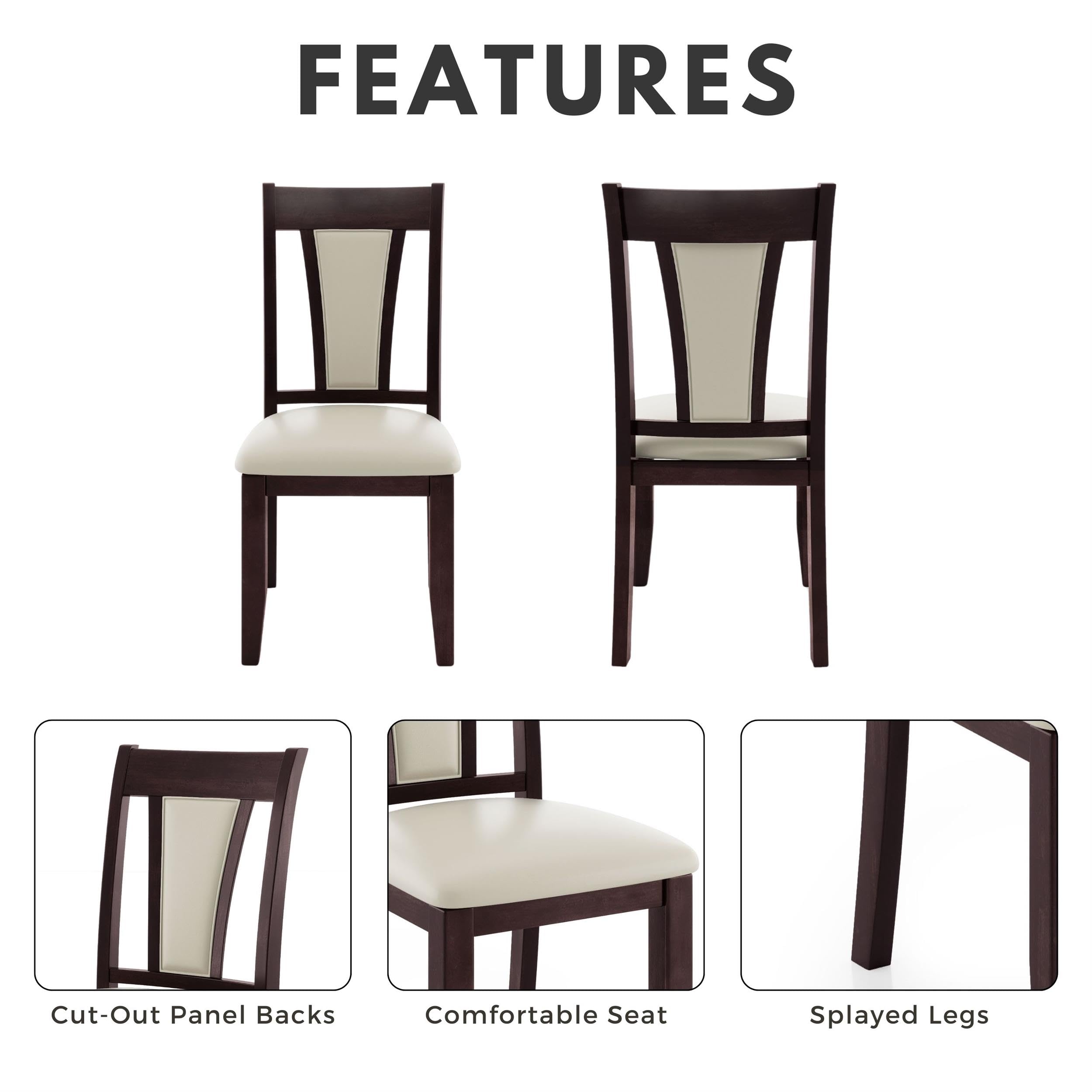 Furniture of America Dalcroze Modern Dining Chair Set of 2 - Ivory Fabric Upholstered Side Chairs for Kitchen, Dining Room, Breakfast Nook & Home Decor