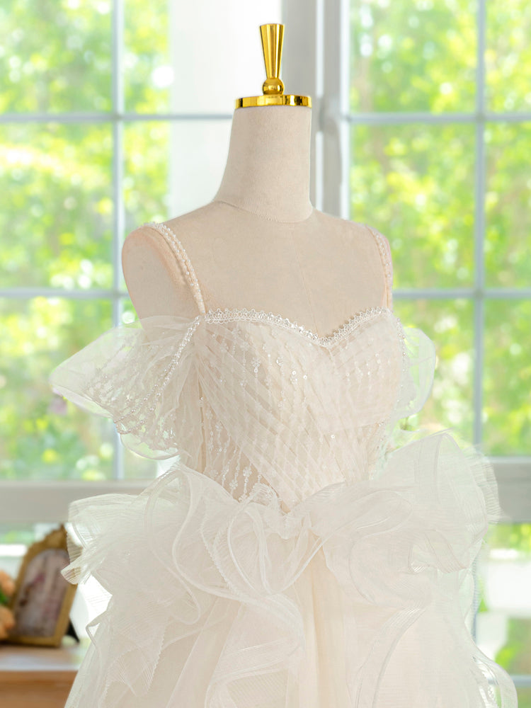 Ivory Tulle Lace Short Prom Dress - Elegant Cute Homecoming Dress for Teens, Sweet 16, Quinceañera & Special Occasions