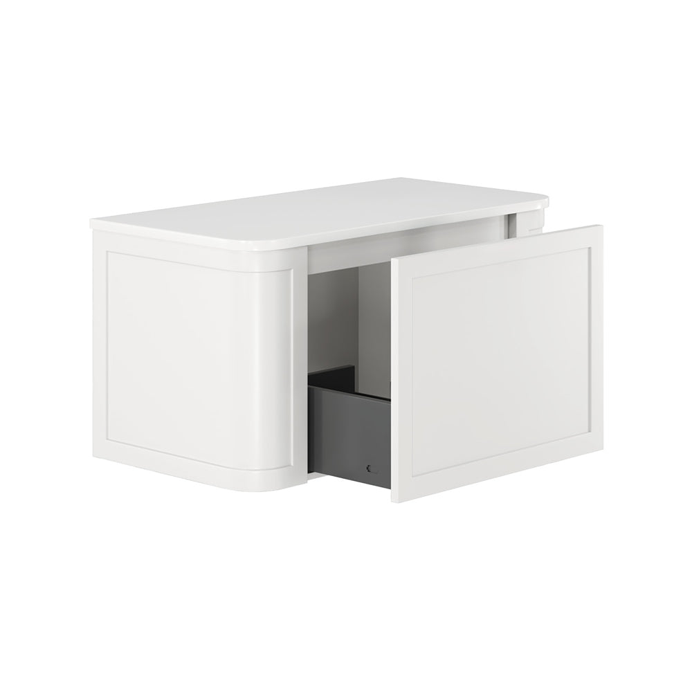 Fienza 90CM Mila Curved Satin White 900 Wall Hung Bathroom Vanity Cabinet - Perfect for Modern Bathroom Storage & Organization