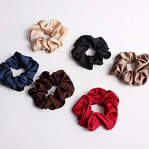 6-Piece Satin Silk Scrunchies Set - Soft Elastic Hair Bands for Women, Gentle Hair Ties & Ponytail Holders (Perfect for Workouts, Office & Everyday Styling)
