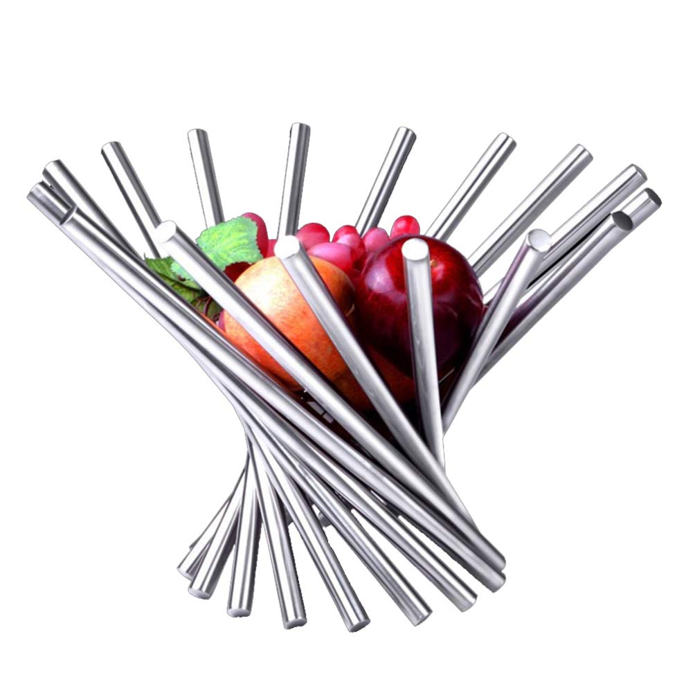 TOPBATHY Collapsible Stainless Steel Rotating Fruit Basket - Durable Fruit Bowl for Kitchen, Dining Table, Living Room, Office, Party & Hotel Decor - Perfect for Fresh Fruits Display & Home Organization