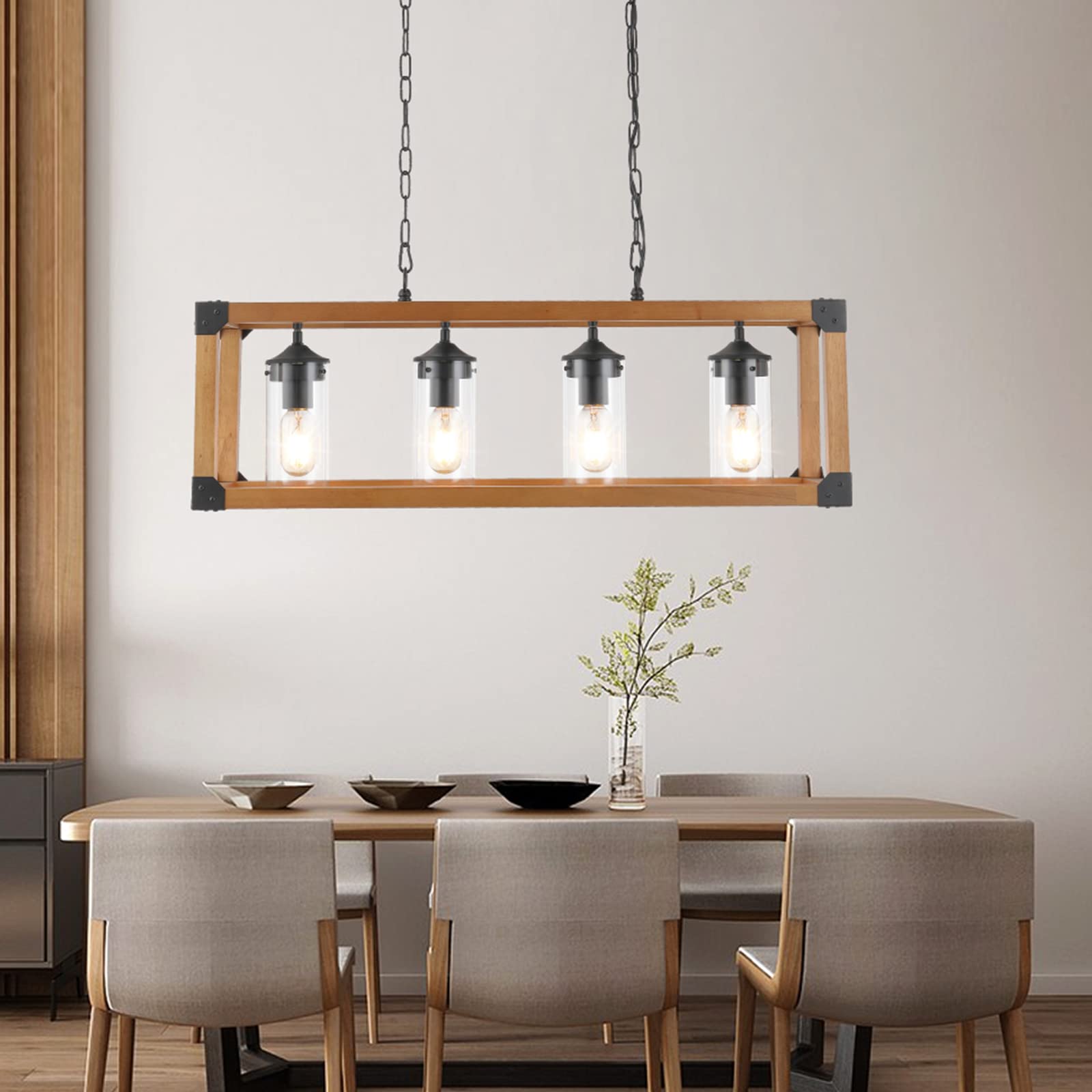 Maxax Contemporary 4-Light Kitchen Island Pendant Lighting - Modern Hanging Lights for Dining Room & Kitchen Island - Perfect for Farmhouse, Restaurant & Home Decor