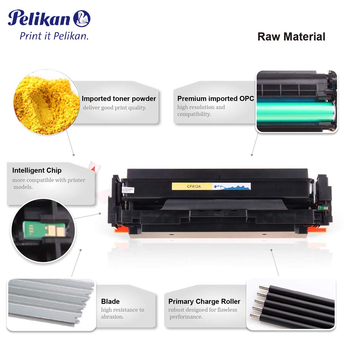 Pelikan 4283764 Yellow Toner Cartridge - Compatible with HP CF412A for HP LaserJet Pro M452DN/M452DW/M452NW & MFP M477FDW/M477FDN/M477FNW/M377 Printers | High-Quality Replacement | Ideal for Office & Home Printing